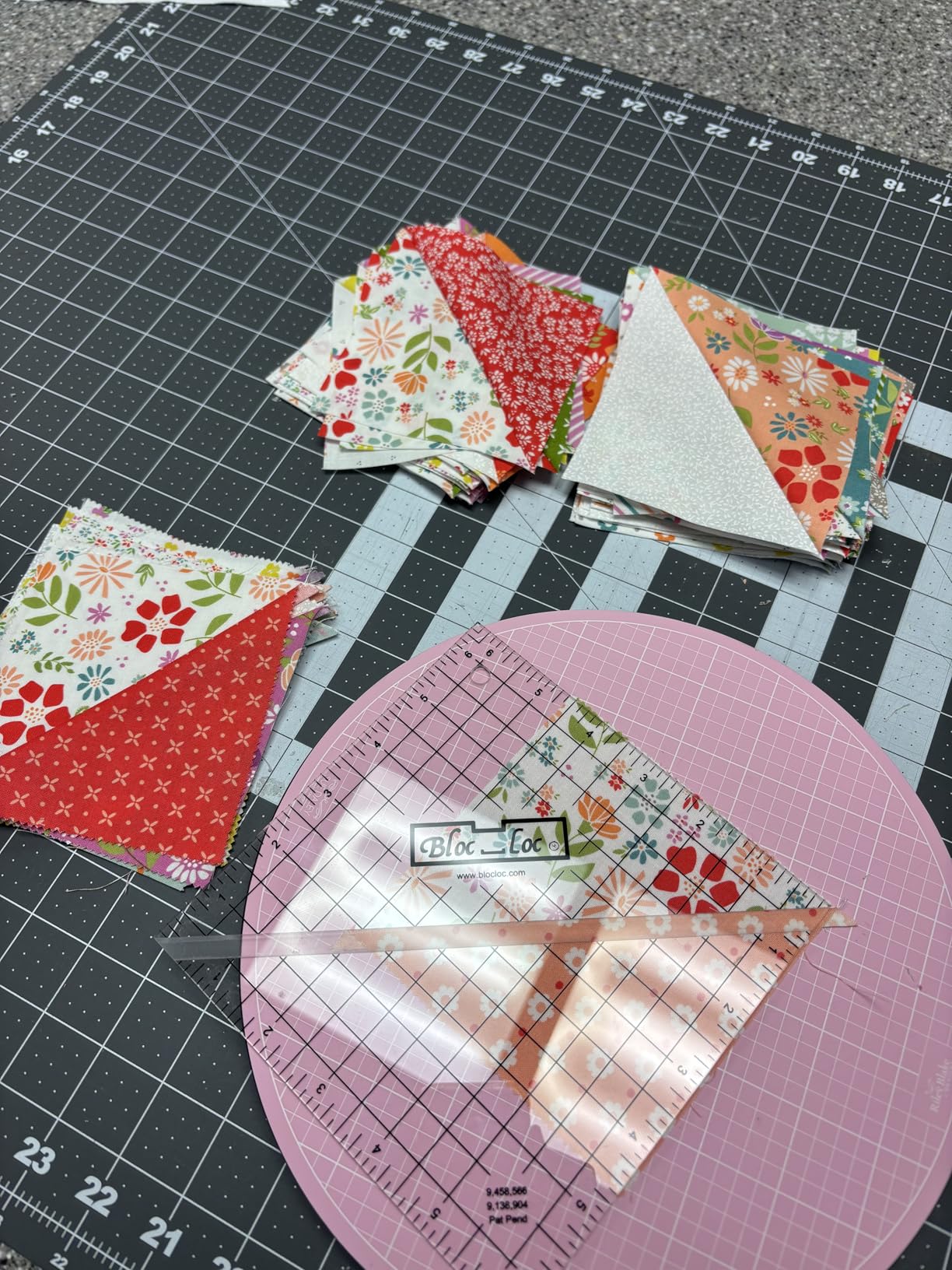 Bloc Loc Rulers for Quilting, Half Square, Triangle Quilting Ruler with Grid Lines, 6 1/2