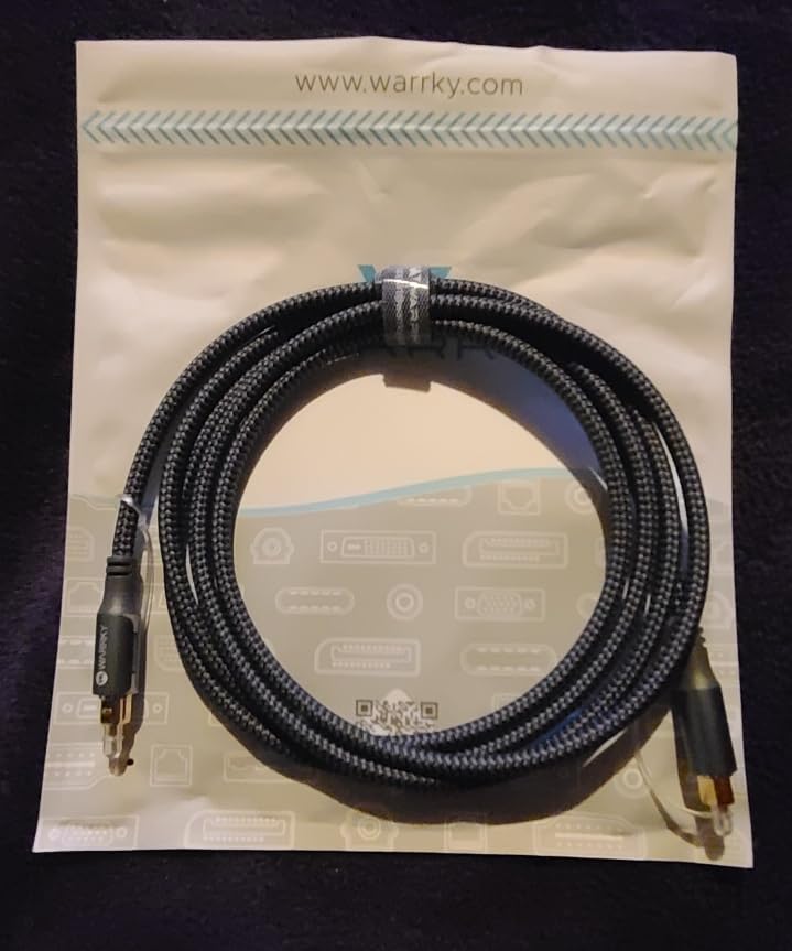 Warrky Optical Audio Cable, 6ft/1.8m Optical Cable for Soundbar, TV, Stereo Systems, Home Cinema [Nylon Braided, Slim Metal Case], Fiber Optic Audio Cord for Samsung, Vizio, LG, Bose, Sony, Sonos customer photo 2