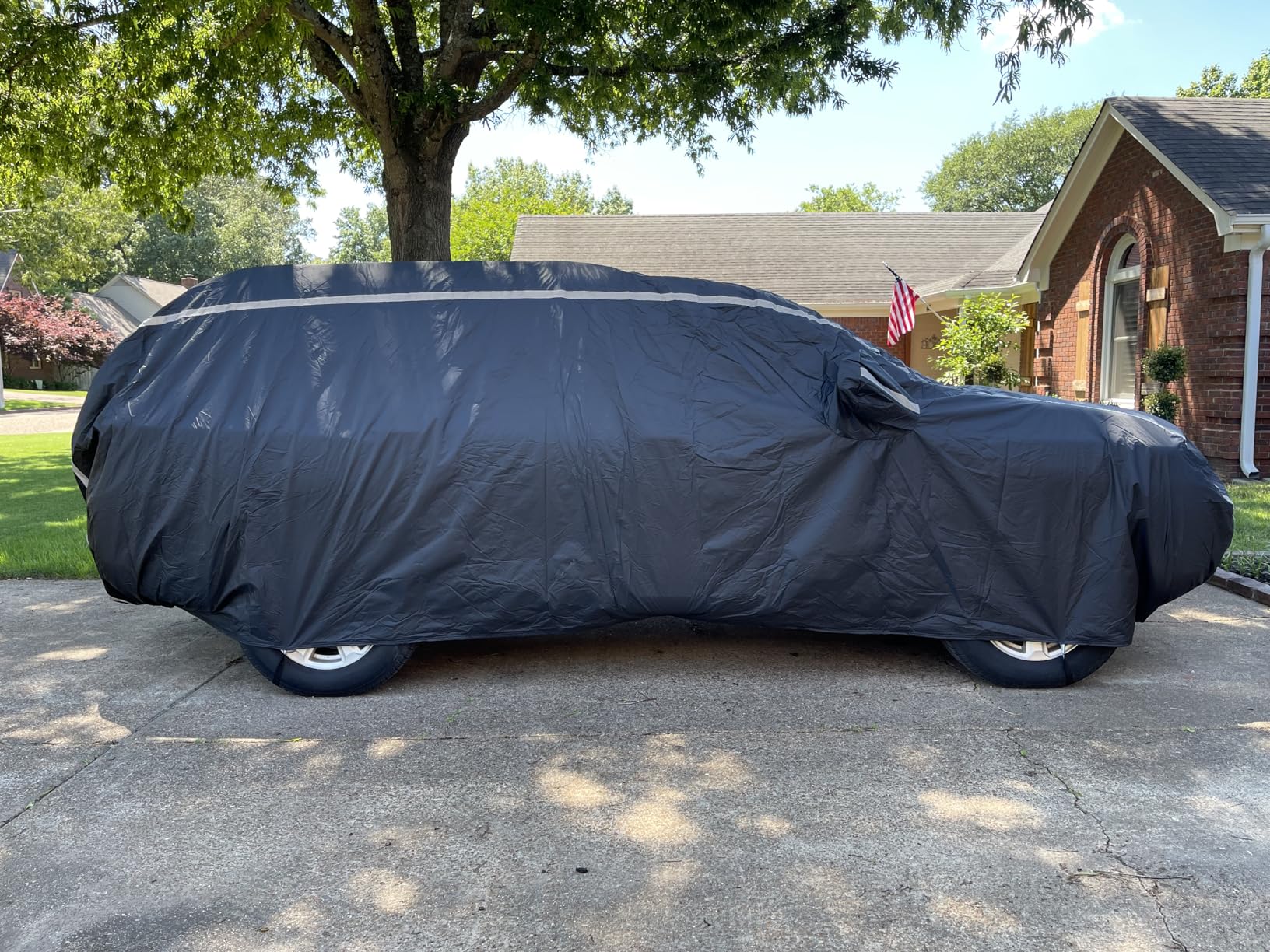 Car Cover Waterproof All Weather SUV - Coverado Black Car Cover Hail Protection with Zipper Door, Cotton Backing Snowproof UV Protection Windproof, Universal Fit for SUV (191
