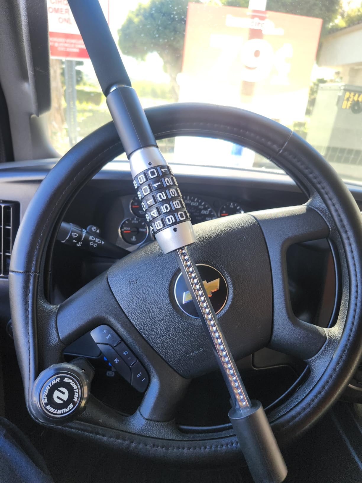 Tevlaphee Steering Wheel Lock, Car Lock Anti Theft Keyless Extendable Retractable Password 5 Coded Combination Lock, Heavy Duty Universal Fit (Black) customer photo 1