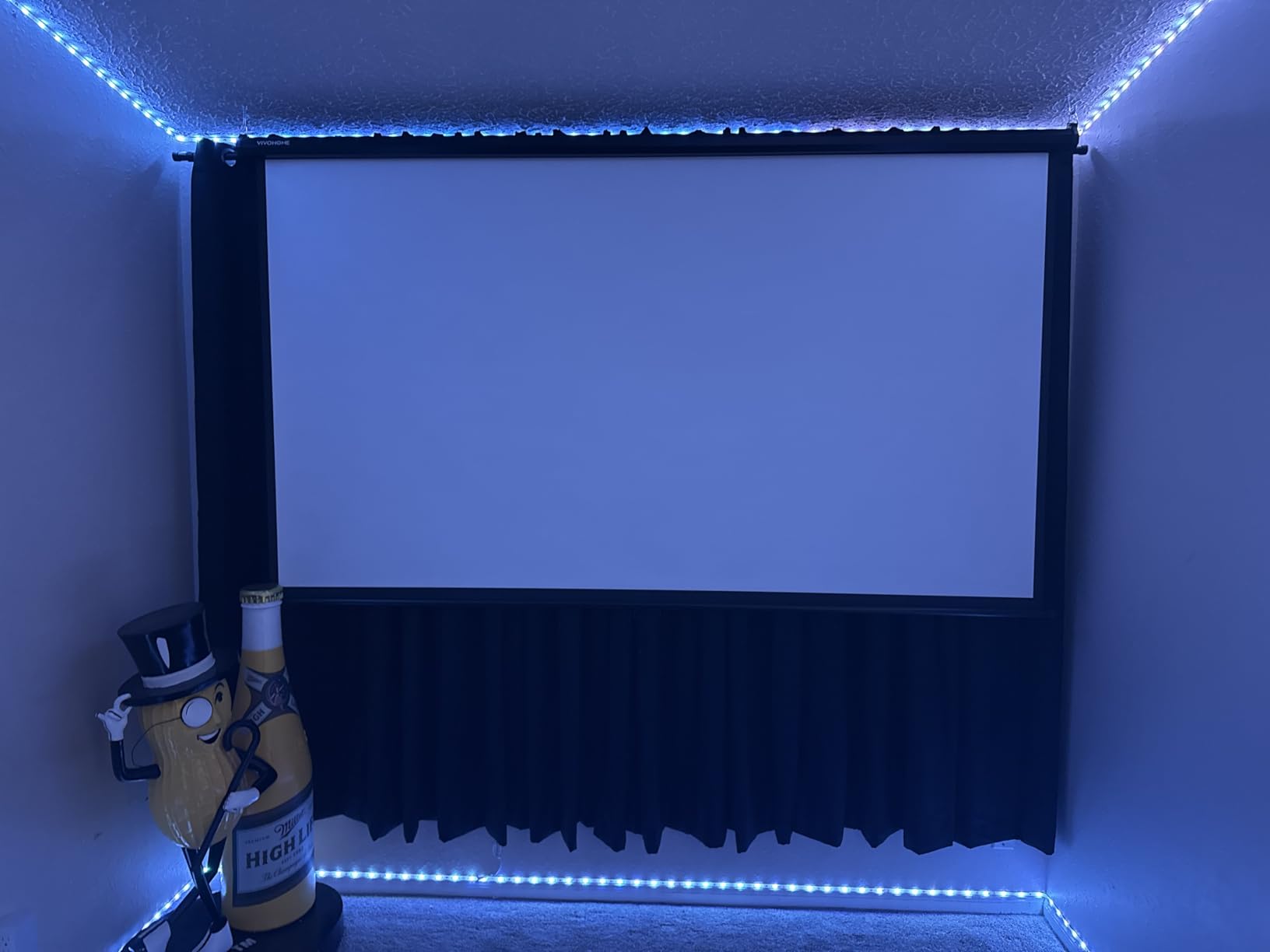 VIVOHOME 120 Inch 1:1 Pull Down Projector Screen, HD 4K Retractable Movie Screen for Indoor Home Theater and Office, Manual Projection Screen with Auto Locking (84Wx84H Inch Display Area) customer photo 1