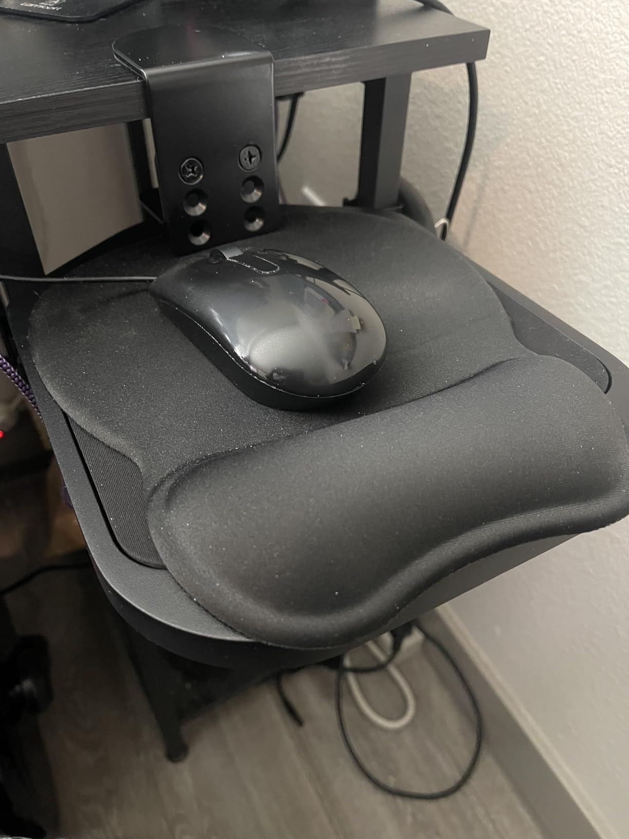 VIVO Clamp-on Wooden Mouse Pad Holder Platform, Adjustable Under Desk 360° Rotating Tray Rest Extension Attachment, up to 2 inch Desktops, Black, MOUNT-MS01B customer photo 1