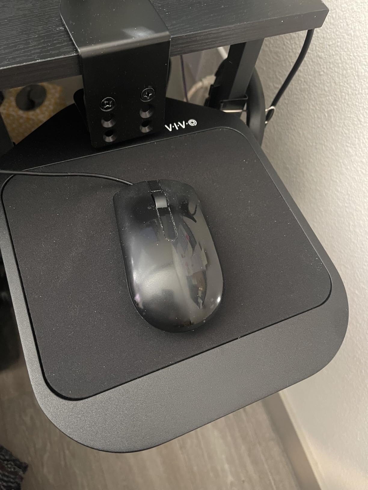 VIVO Clamp-on Wooden Mouse Pad Holder Platform, Adjustable Under Desk 360° Rotating Tray Rest Extension Attachment, up to 2 inch Desktops, Black, MOUNT-MS01B customer photo 2