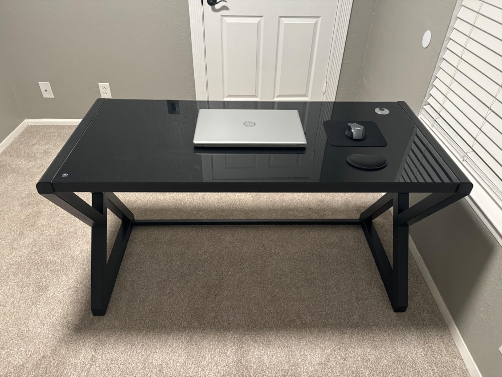 SAMERY Computer Desk Home Office Desks, 55.1 Inch Modern Simple Office Black Glass Desk Computer Table Study Gaming Writing Desk, Fashion Strength Tempered Glass Office Laptop Desk customer photo 1