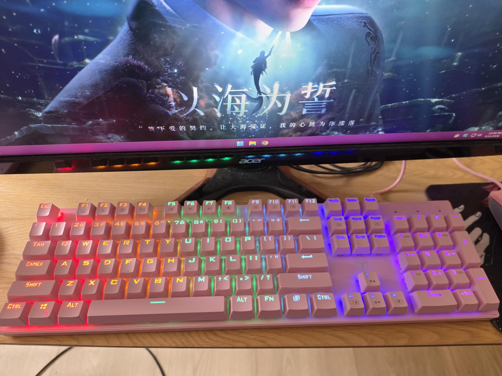 RisoPhy Mechanical Gaming Keyboard, RGB 104 Keys Ultra-Slim LED Backlit USB Wired Keyboard with Blue Switch, Durable Abs Keycaps/Anti-Ghosting/Spill-Resistant Computer Keyboard for PC Mac Xbox Gamer customer photo 2