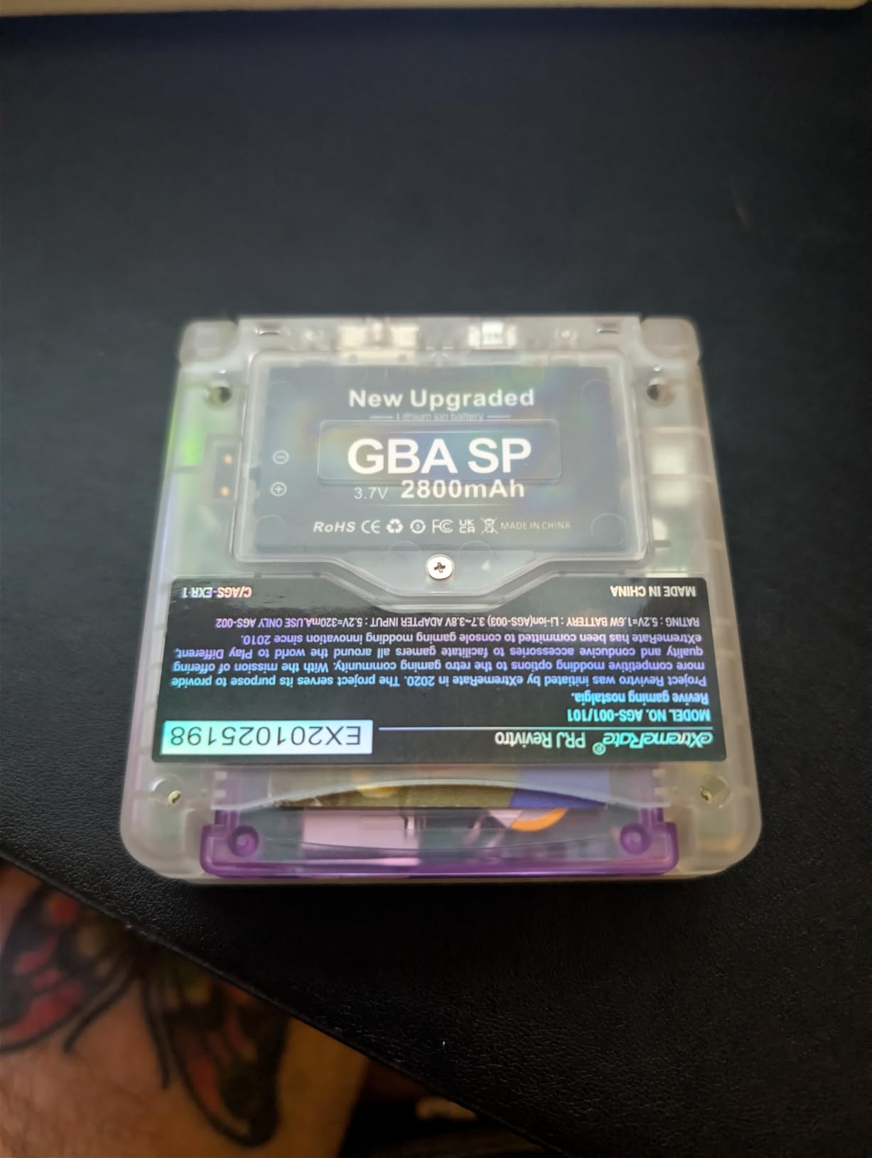 IPS Ready Upgraded eXtremeRate Clear Atomic Purple Custom Replacement Housing Shell for Gameboy Advance SP GBA SP - Compatible with Both IPS & Standard LCD - Console & Screen NOT Included customer photo 2