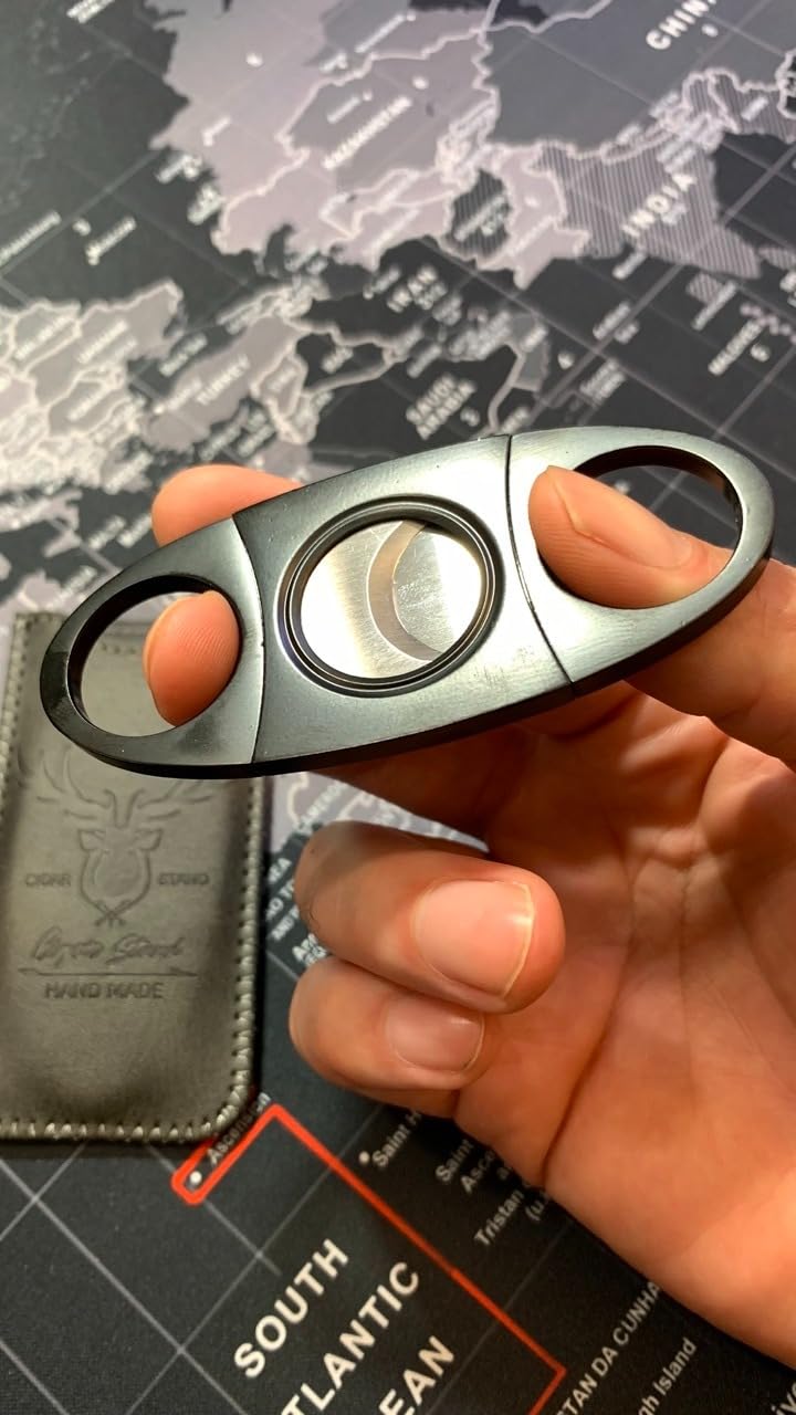 Stainless Steel Cigar Cutter Guillotine with Leather Pouch,Double Blade for a Precise Perfect Cut(Bronze Deer) customer photo 1