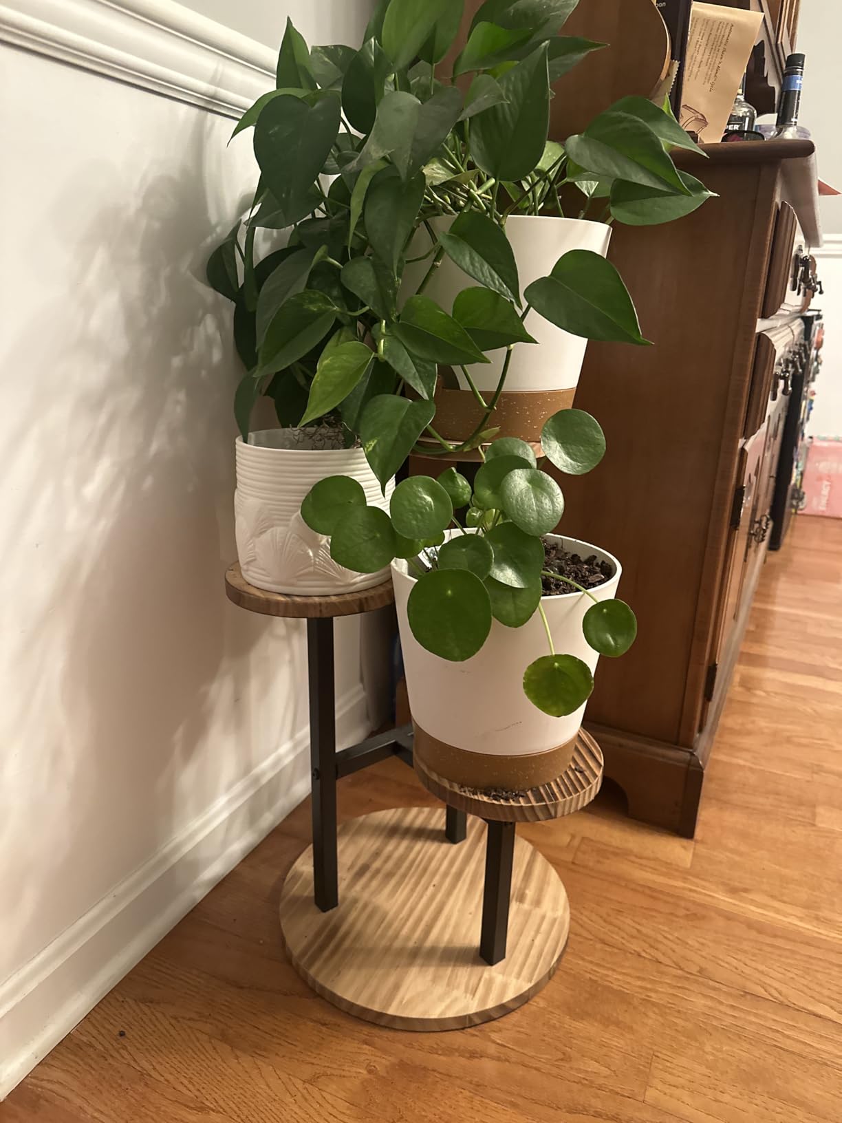 AUGOSTA 3 Tier Plant Stand, Tall Metal Wood Shelf Holder for Indoor, Outdoor Display Rack Flower Pot Stand for Corner Living Room Balcony Garden Patio customer photo 2