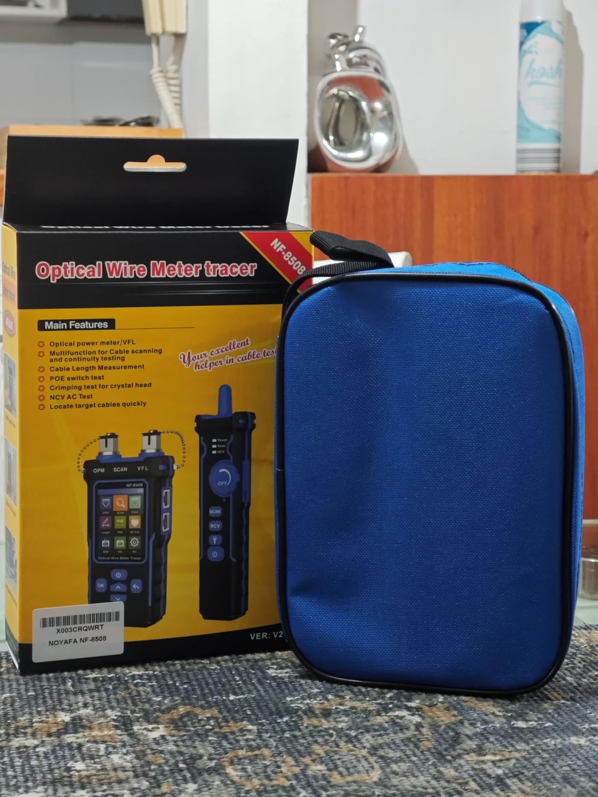 NOYAFA NF-8508 Network Cable Tester with Optical Power Meter, CAT5 CAT6 Cable Toner Ethernet Cable Tester, RJ45 Network Tester, VFL PoE QC Test Wire Tracer Port Flashing 200M Length Test customer photo 1