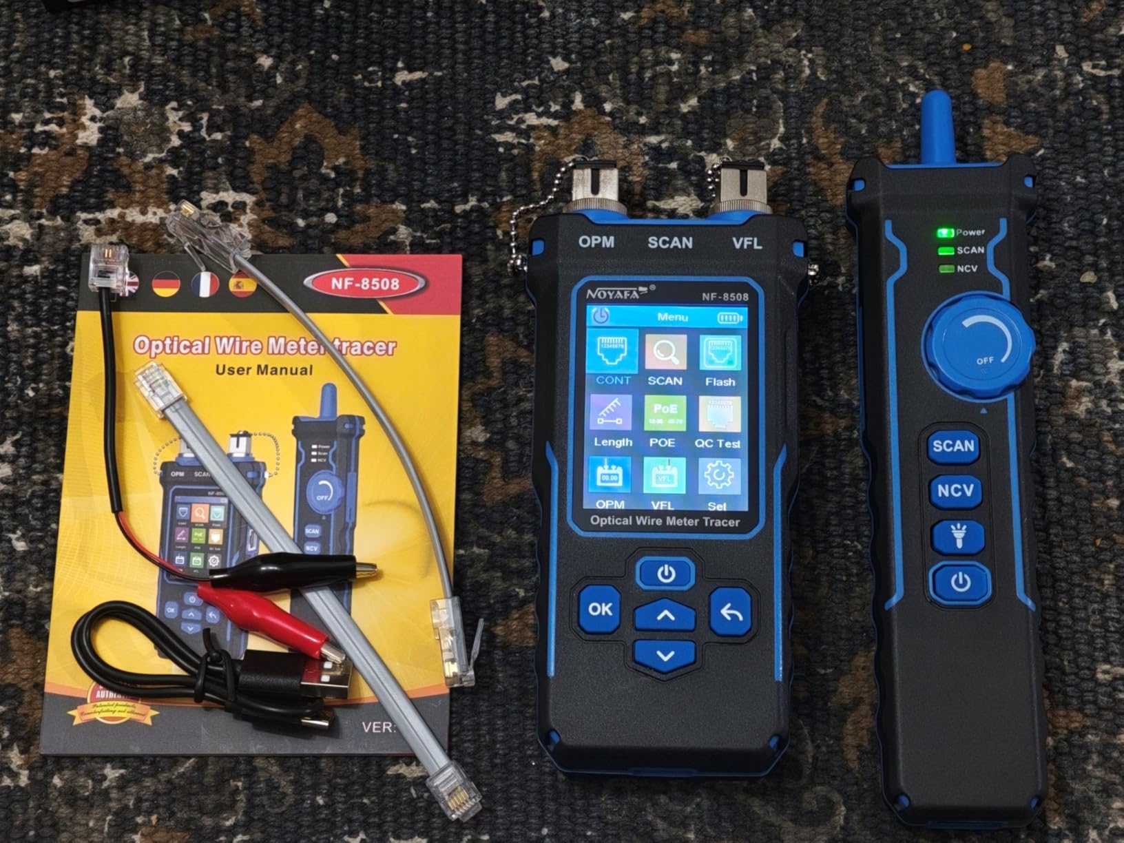 NOYAFA NF-8508 Network Cable Tester with Optical Power Meter, CAT5 CAT6 Cable Toner Ethernet Cable Tester, RJ45 Network Tester, VFL PoE QC Test Wire Tracer Port Flashing 200M Length Test customer photo 2