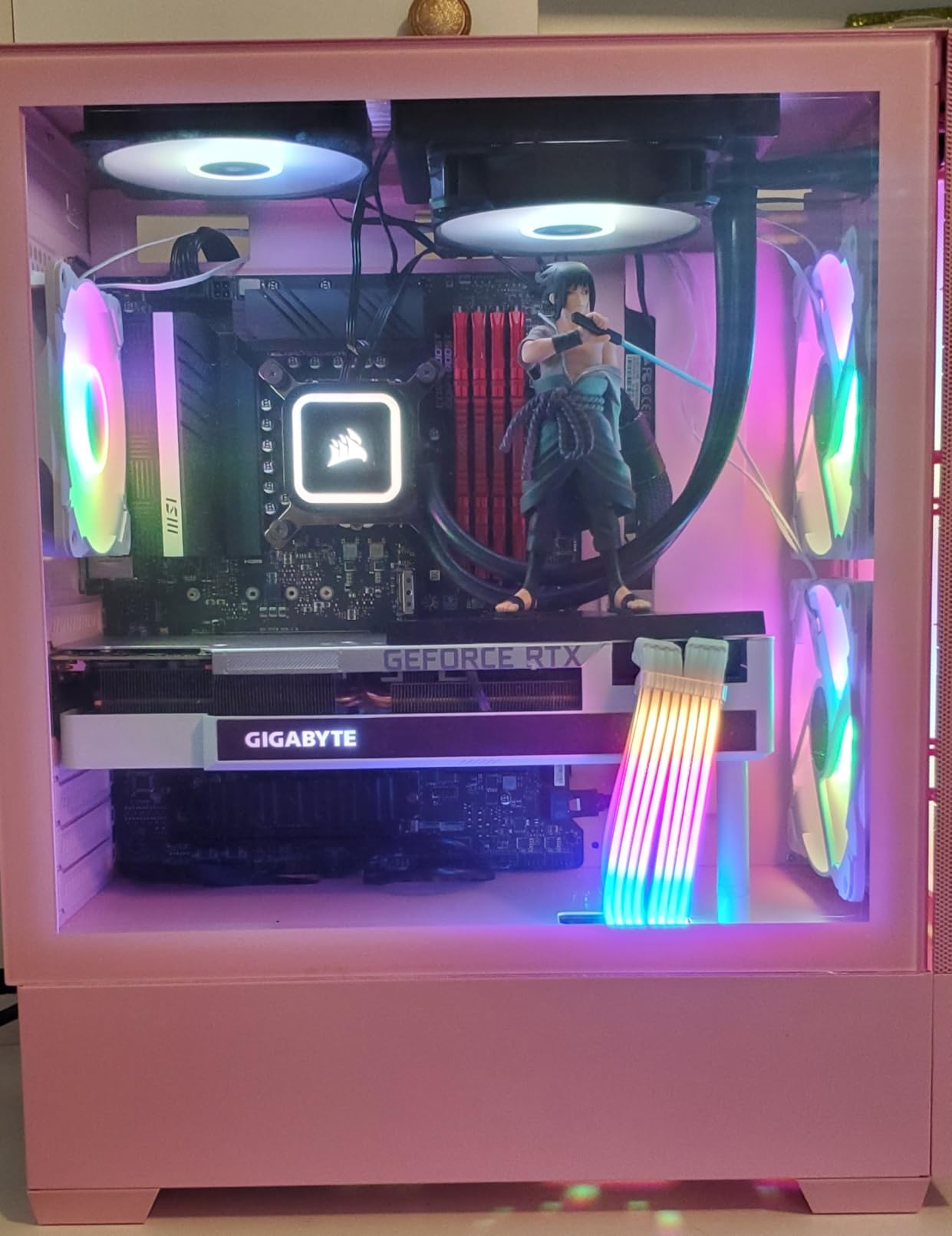 LIAN LI High Airflow ATX PC Case, RGB Gaming Computer Case, Mesh Front Panel Mid-Tower Chassis w/ 3 ARGB PWM Fans Pre-Installed, USB Type-C Port, Tempered Glass Side Panel (LANCOOL 205 MESH C, Pink) customer photo 1