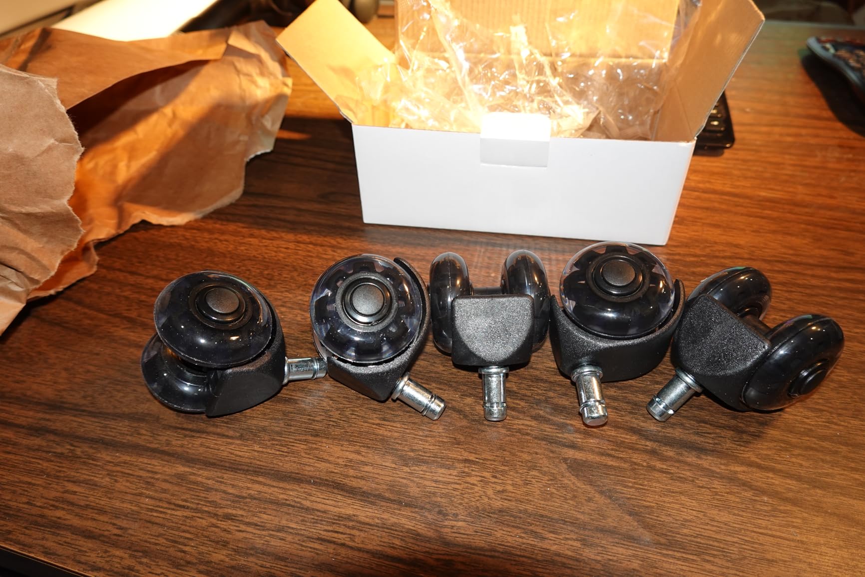 Omyoffice Office Chair Caster Wheels (Set of 5), Heavy-Duty Chair Wheels Support 2200lbs, Mute Rubber Chair Casters for Hardwood Floors and Carpet, 2 Inch Universal Fit (Black) customer photo 2