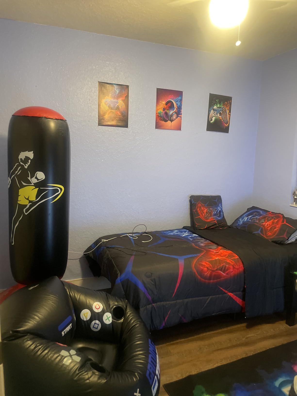 Inflatable Gaming Chair for Kids & Teens with Cup Holders and Side Pocket - This Air Gaming Bean Bag Chairs for kids is The Perfect Furniture for Gamer Room Decor - Perfect Gaming Stuff for boys 4-12 customer photo 1