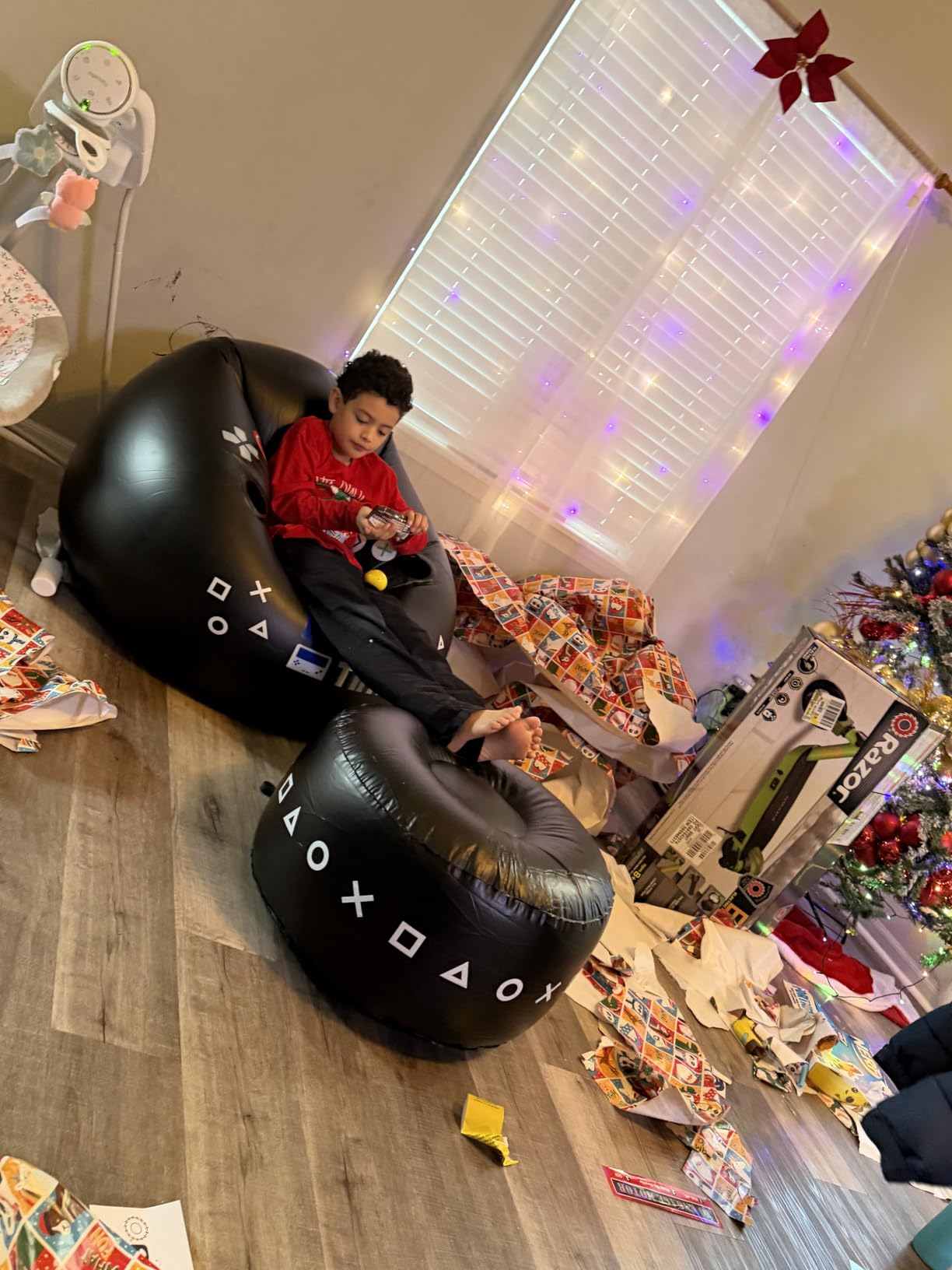 Inflatable Gaming Chair for Kids & Teens with Cup Holders and Side Pocket - This Air Gaming Bean Bag Chairs for kids is The Perfect Furniture for Gamer Room Decor - Perfect Gaming Stuff for boys 4-12 customer photo 2