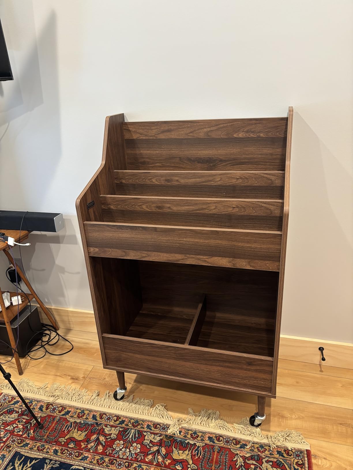 Crosley Furniture Liam Vinyl Record Storage Stand, Tiered Storage Shelves for Records, Walnut customer photo 2