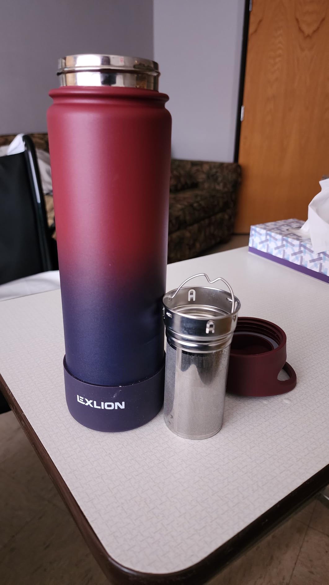Lexlion Tea Infuser Water Bottle 22 Oz - Triple Wall Insulated Stainless Steel, Loose Leaf & Fruit Strainer, 3 Leakproof Lids, BPA-Free Silicone Sleeve, Reusable Thermal Mug customer photo 1