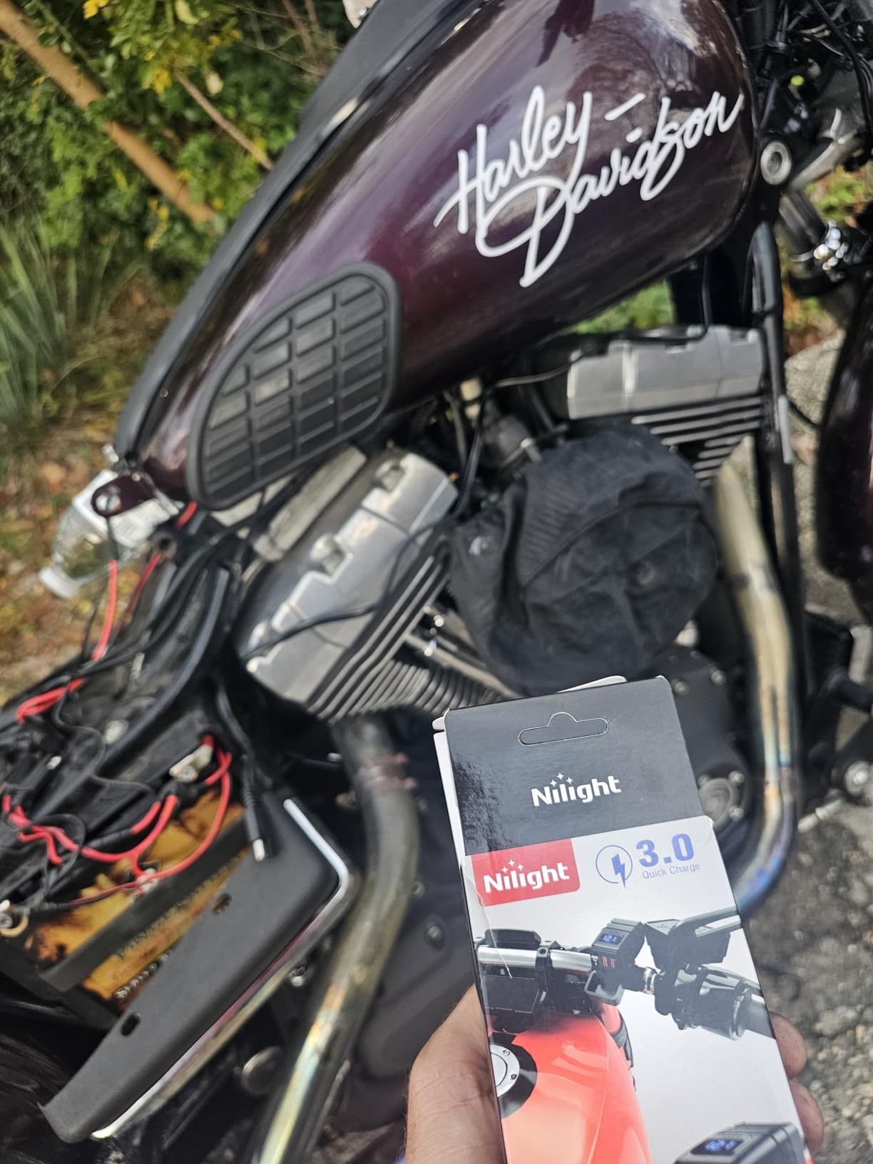 Nilight Motorcycle Charger with 12V Voltmeter Independent On Off Switch SAE USB Adapter Inline 10A Fuse Waterproof 6.8A Dual QC3.0 Fast Charging Phone Tablet for 7/8inch Handlebar ATV customer photo 1