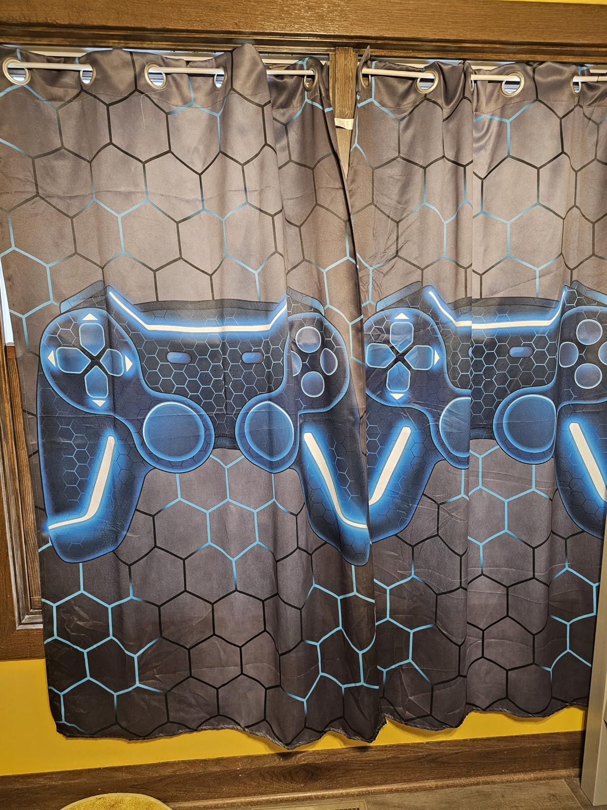 NTBED Game Console Blackout Curtains Drapes for Kids Bedroom Play Room 2 Panels Darkening Grommets Window Treatment, 42Wx63L, Blue customer photo 1