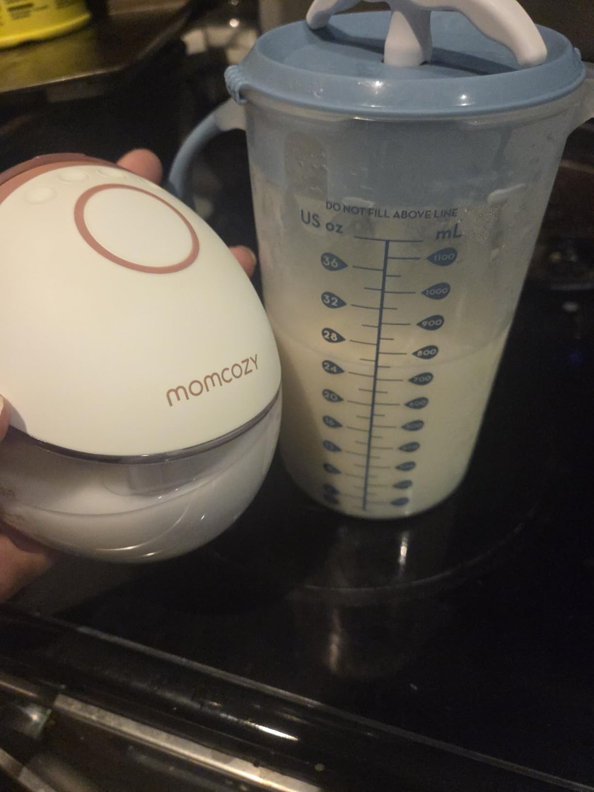 Momcozy Breast Pump Hands Free Mobile Style | M6, Wearable Breastfeeding Pump Ideal Rhythm for More Milk, DoubleFit Flange More Fit & Discreet with 3 Modes & 9 Levels, 24mm - 2 Pack Cozy Red customer photo 1