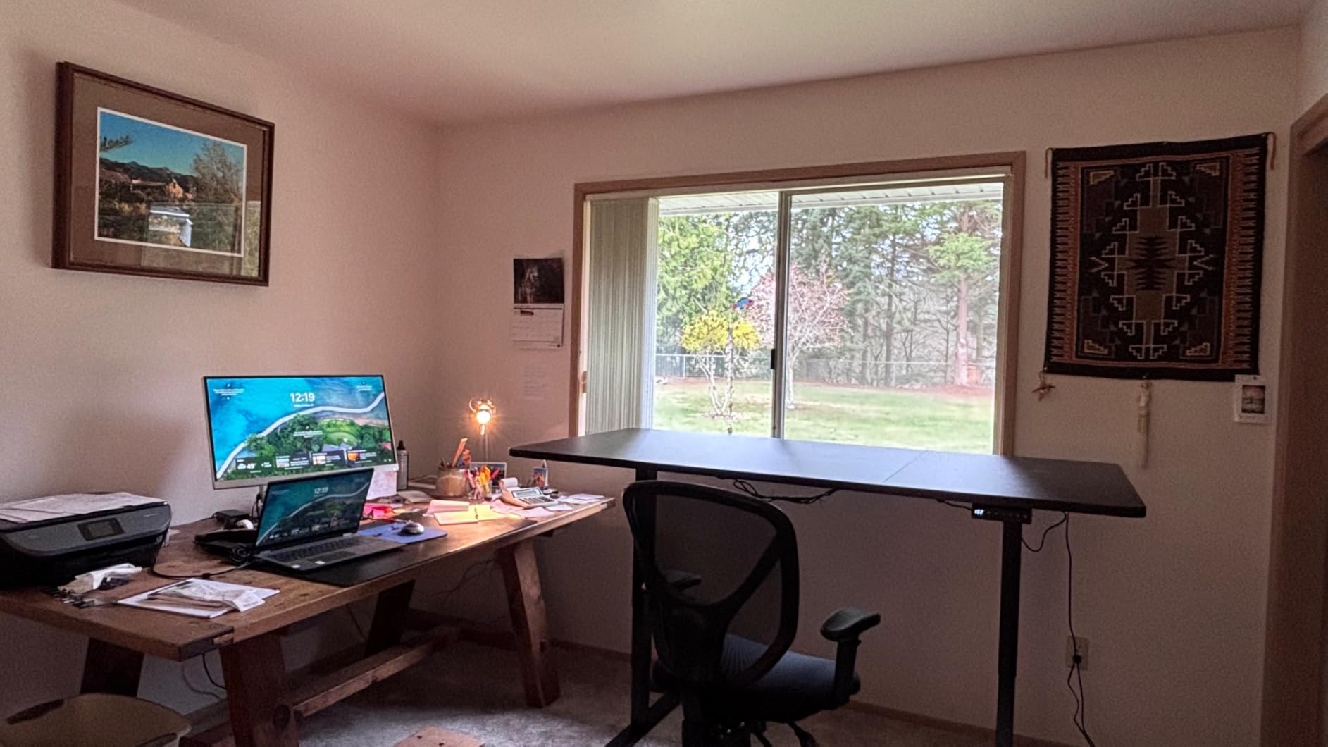 VIVO Electric 71 x 36 in Dual Motor Rustic Sit Stand Desk, Memory Height Adjustment, 2B Series, Vintage Brown Top Black Frame, DESK-KIT-2B7N-36 customer photo 1