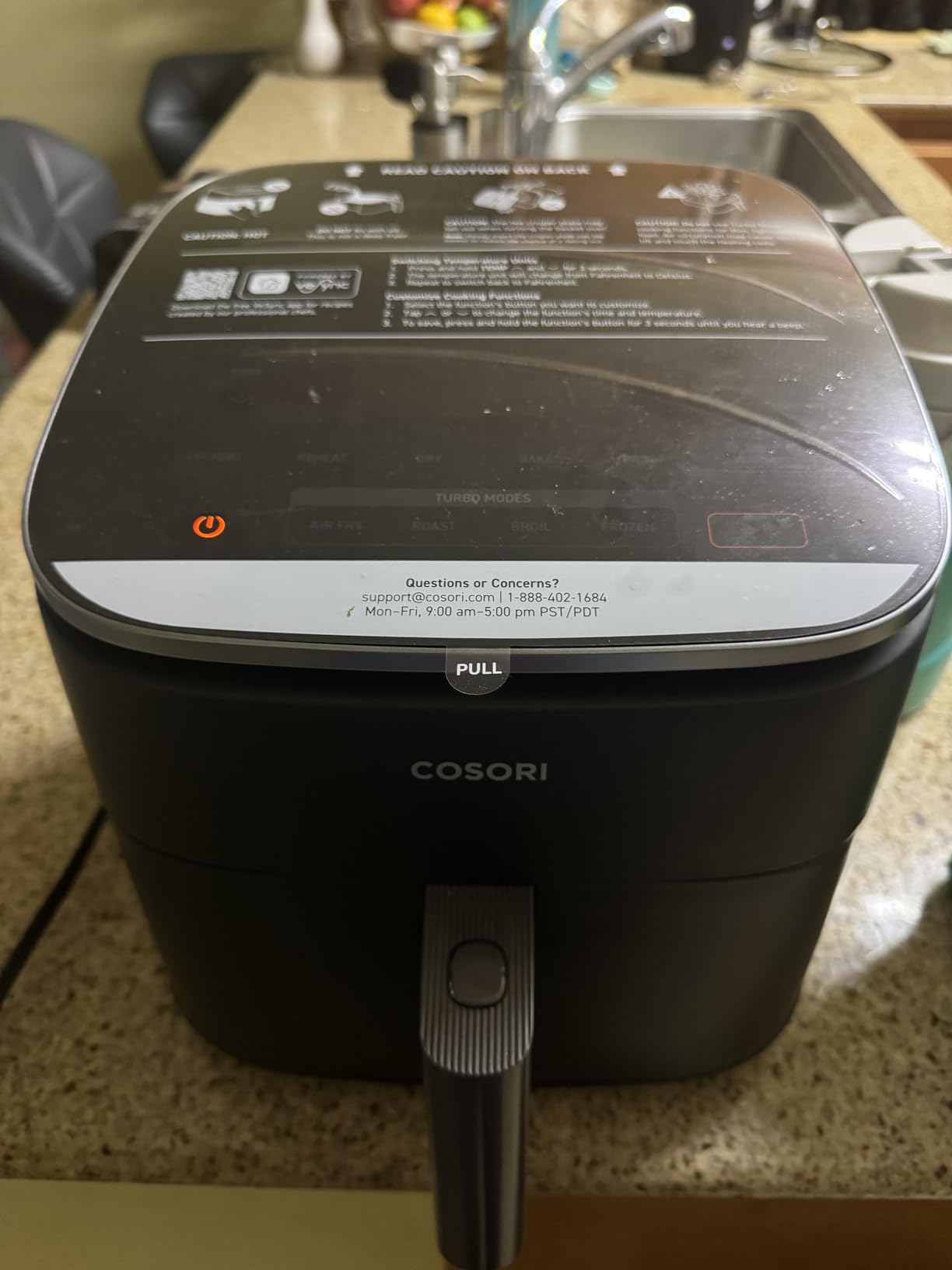 Cosori 9-in-1 TurboBlaze Air Fryer 6 Qt, PFAS-Free Ceramic Coating, 90°-450°F, Precise Heating for Even Results, Air Fry, Roast, Bake, Broil, Dry, Frozen, Proof, Reheat, Keep Warm, 120V, Dark Gray customer photo 1
