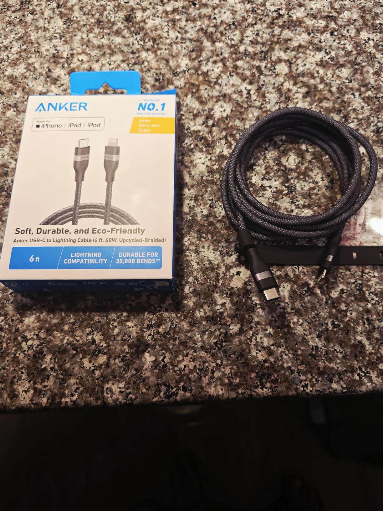 Anker USB C Cable, 240W Bio-Braided Type C Fast Charge Cord for iPhone 17 Series, MacBook Pro 2020, iPad Pro,and More(USB 2.0, 10FT, Phantom Black) customer photo 1