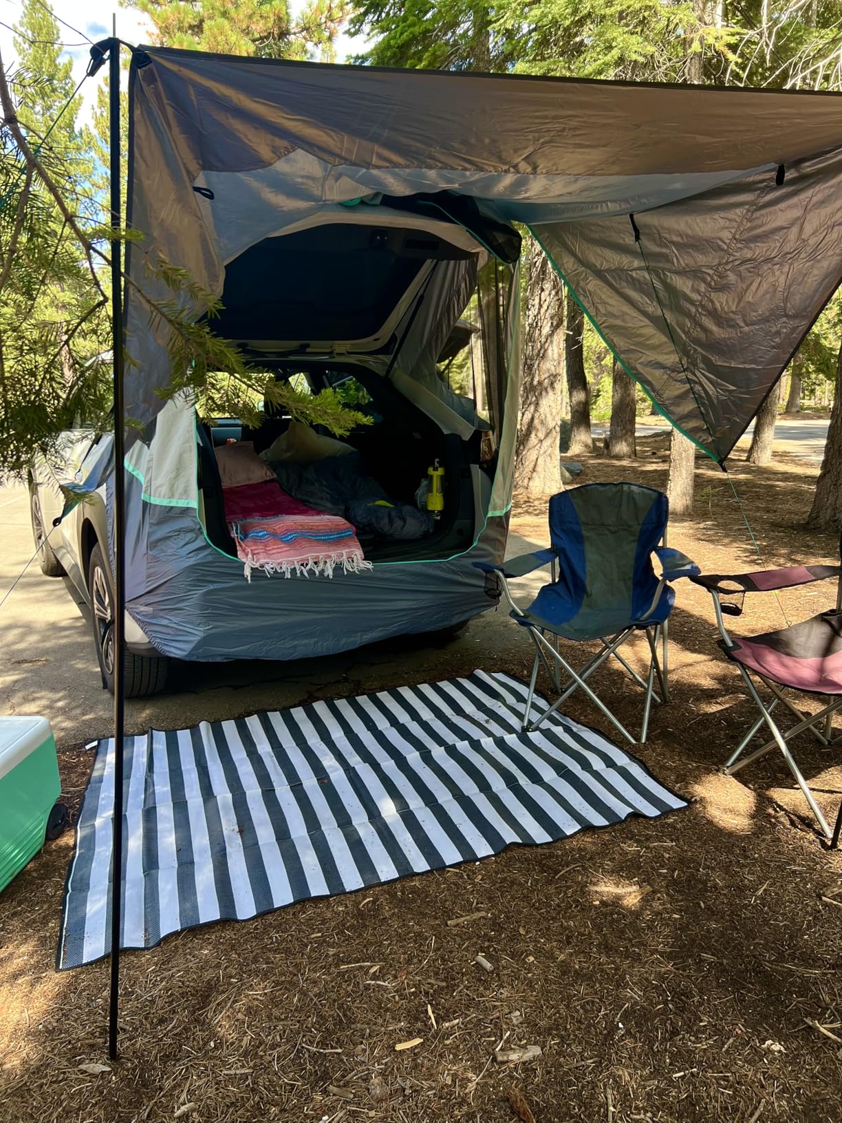 SUV Tailgate Tent with Poles &Three Sides Awning Shade & Transmittance Mosquito Net, Hatchback Camping Sunproof Car Tenting, Universal SUV Windproof Camping Gear Tent Outdoor Travel customer photo 2