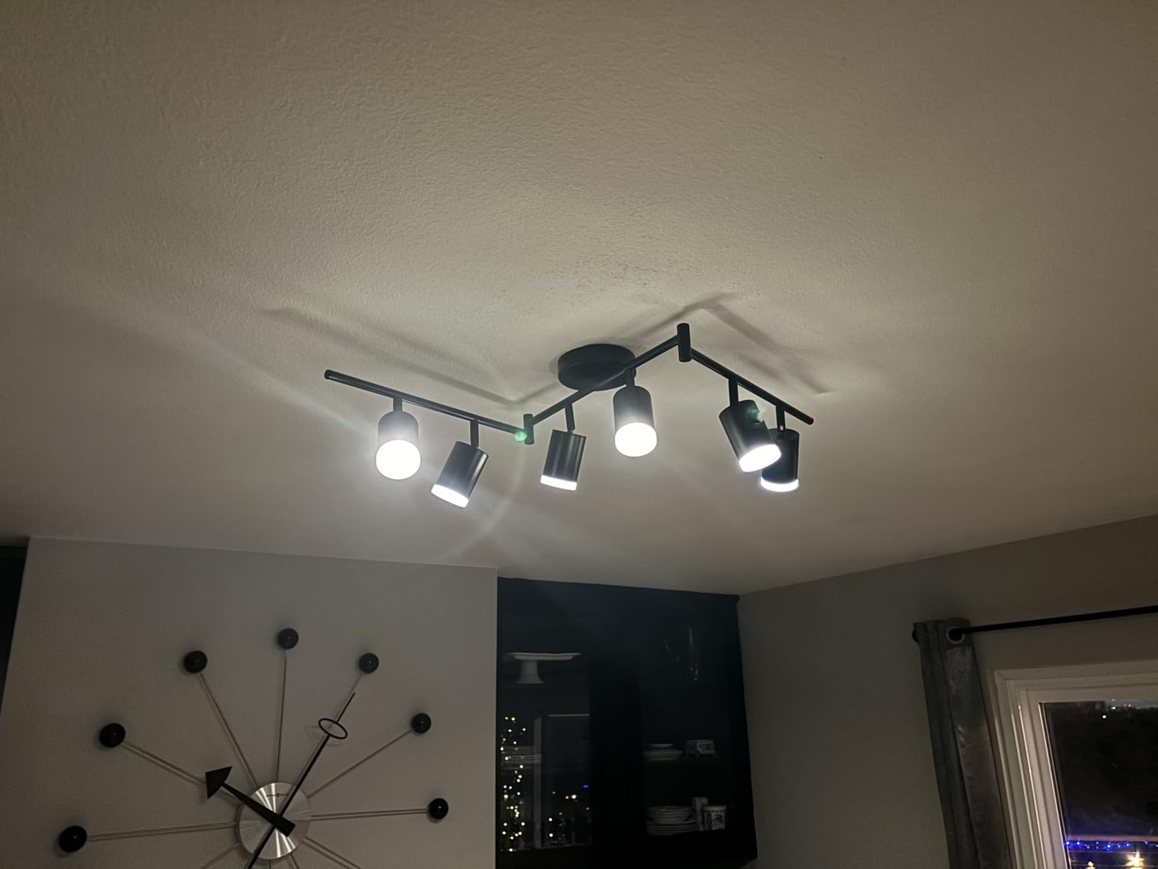 Bojim 6 Light Black Track Lighting Kit, Modern LED Track Lighting Fixtures Ceiling, Flexibly Rotatable LED Light Head with Acrylic Ring, Kitchen Ceiling Track Light (GU10, Bulbs Not Included) customer photo 2