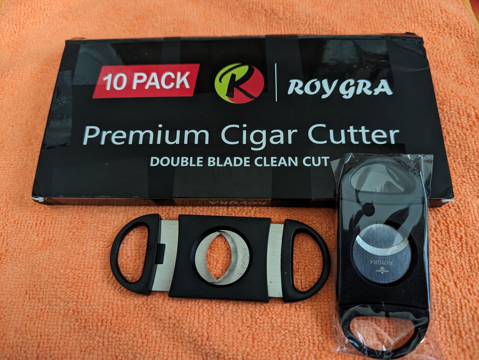 roygra Cigar Cutter Set (10 Pack), Enlarged 65 Ring Fit Almost Cigars, Guillotine Double Blade, Cigar Accessories for Men, Plastic Smoking Accessories Tool, Portable Sharp Clean Cut - Black customer photo 1