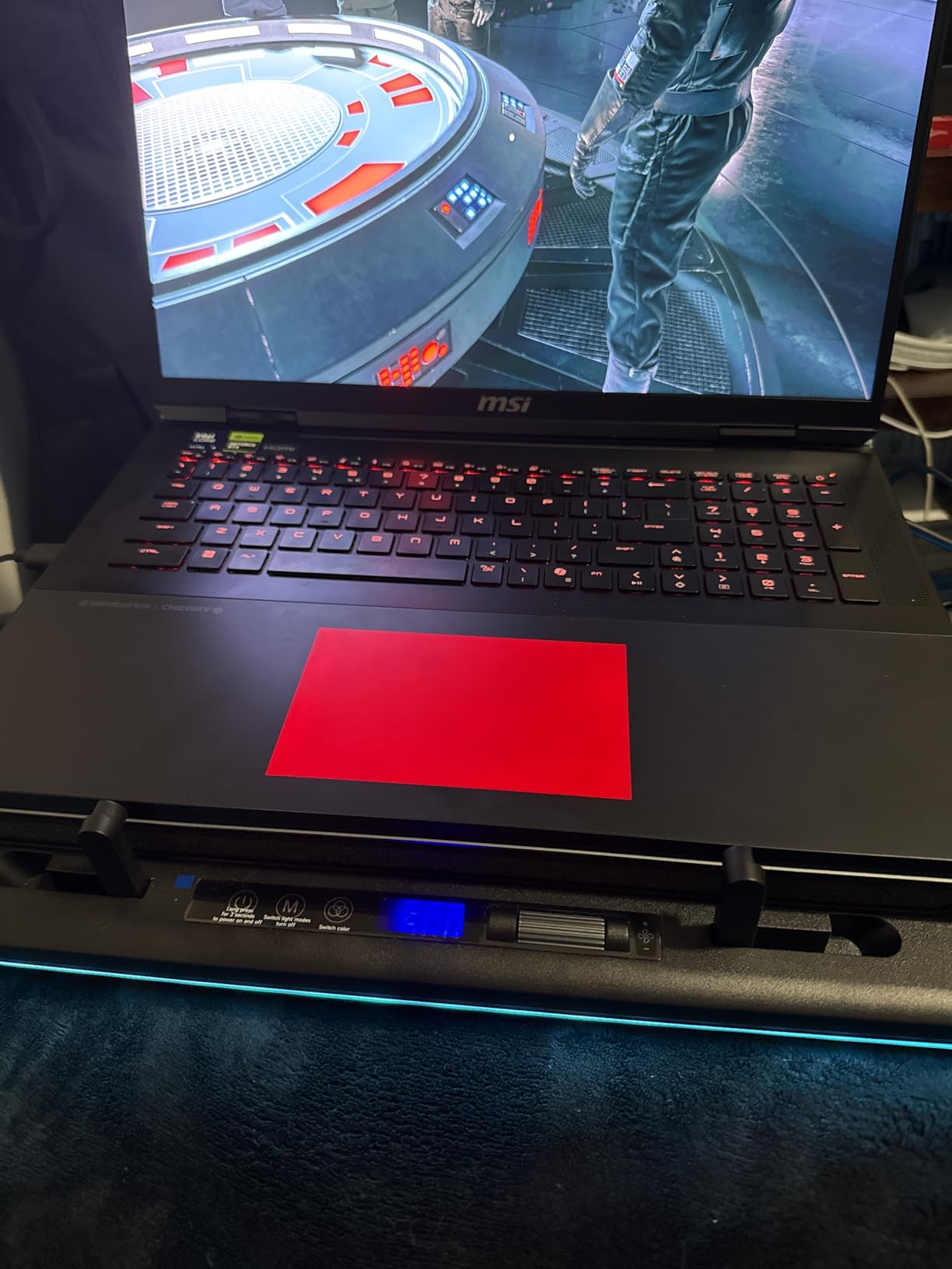 llano V12 Gaming Laptop Cooling Pad, RGB Laptop Cooler, Laptop Cooling Fan Stand with 5.5 Inch Powerful Turbofan, for 15.6-19in Laptop, Adjustable Speed, Dustproof, 3-Port USB Hub, Black (RGB) customer photo 1