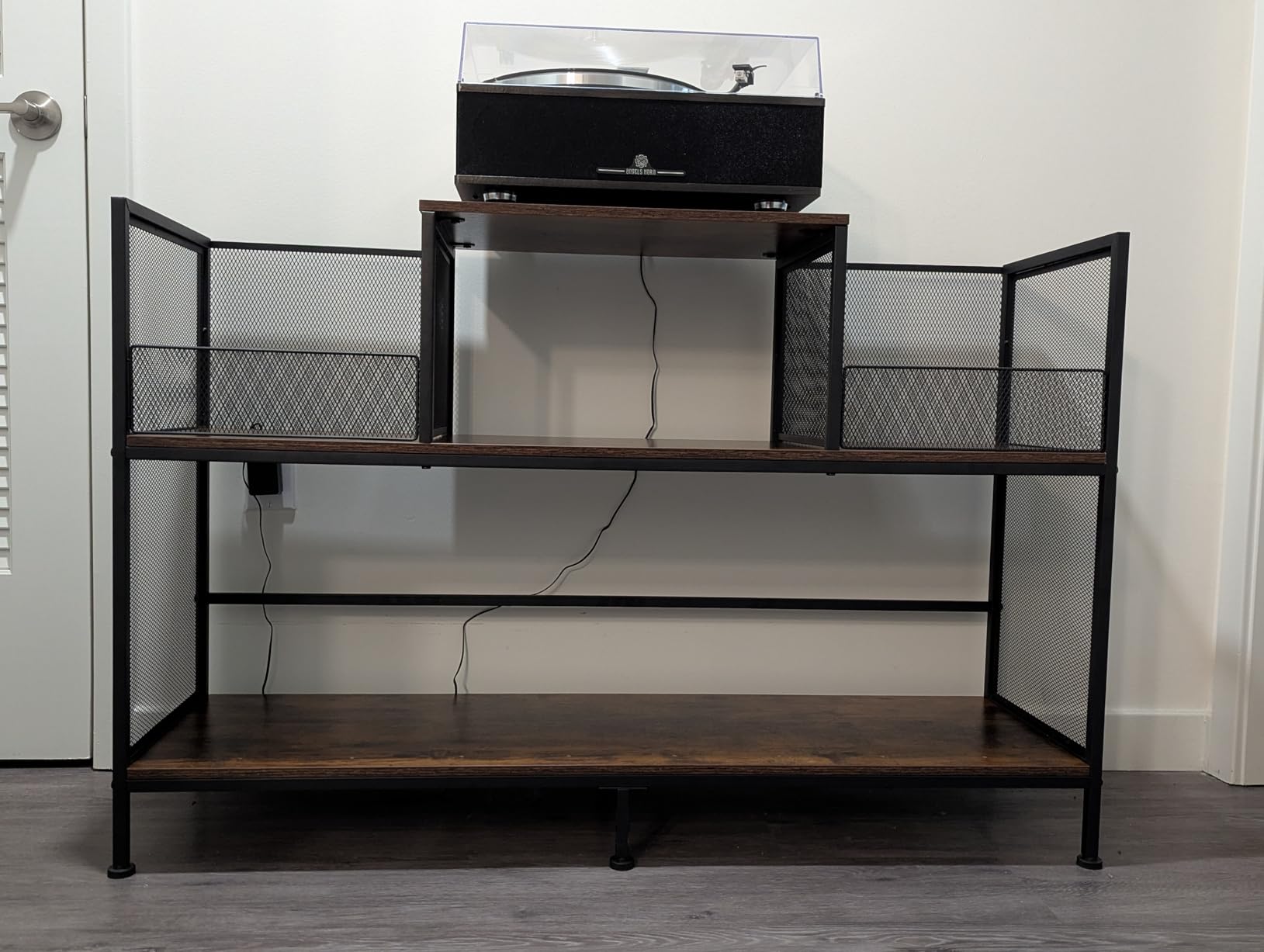 Large Vintage Record Player Table with 4 Adjustable Dividers, Vinyl Record Storage Cabinet for Up to 350 Albums, Medieval Turntable Stand for Living Room, Bedroom (Patent Pending) customer photo 1