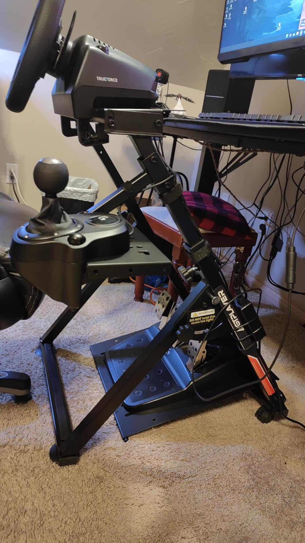 GTPLAYER Sim Racing Wheel Stand Simulator Cockpit Wheel Stand Racing Steering Shifter Mount fit for Logitech G25 G27 G29 G920 G923 Thrustmaster T330TS Gaming Stand Wheel Pedals NOT Included, Black customer photo 2