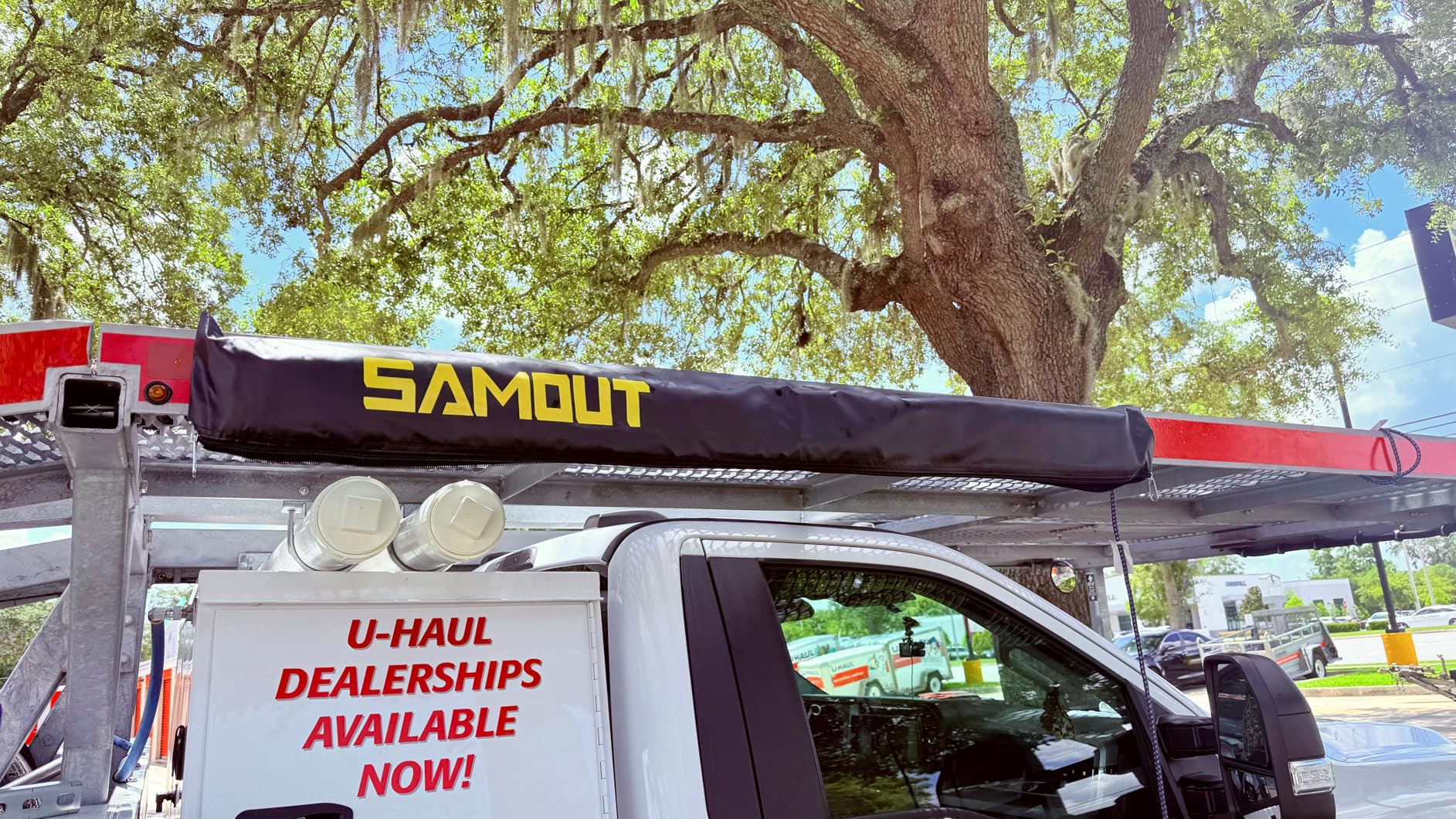 SAMOUT Vehicle Awning, 8.2ft x 10ft, Rooftop Pullout Ripstop UPF50+ Side Awning, Reinforced Hinges & Poles for Jeep/SUV/Truck/Van customer photo 2