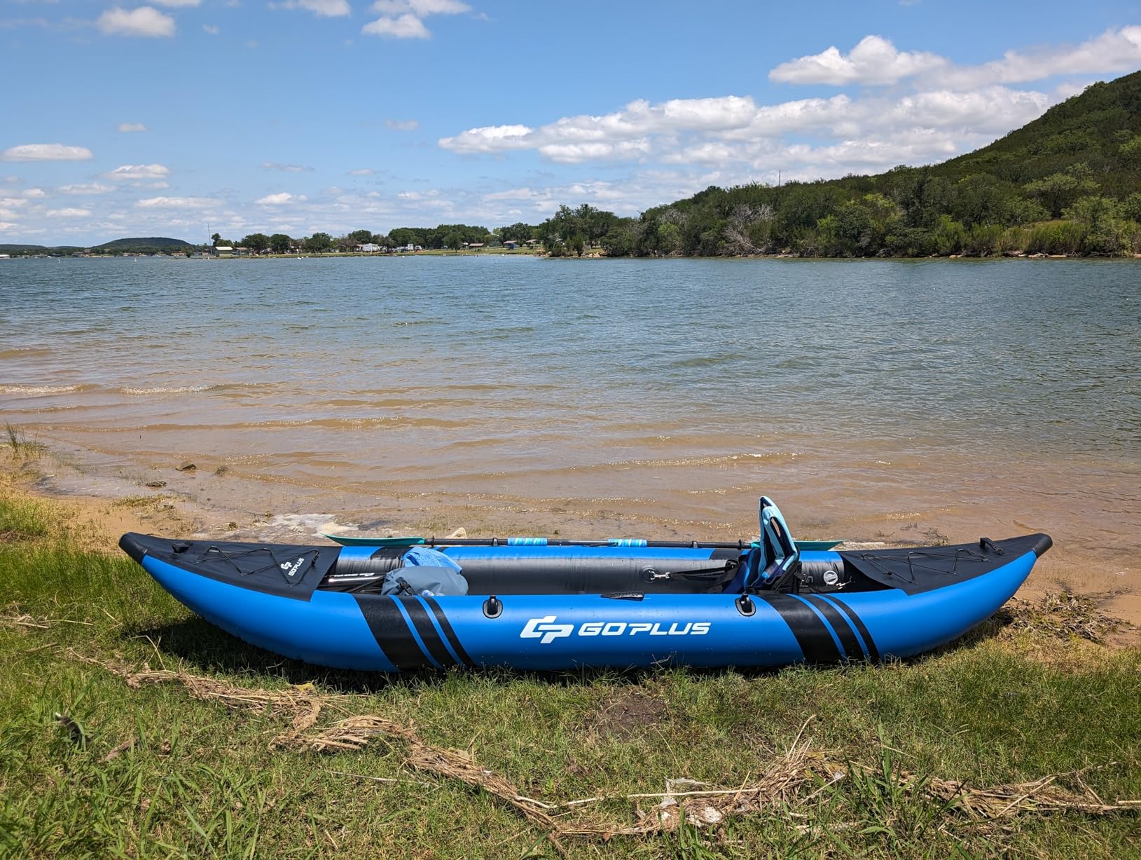 Goplus Tandem Inflatable Kayak, 12.5FT 2-Person Kayak for Adults w/507 LBS Weight Capacity, 2 Aluminium Oars, Padded Seat, 2 Fins, Hand Pump, Carry Bag, Repair Kit, Portable Touring Kayaks customer photo 1