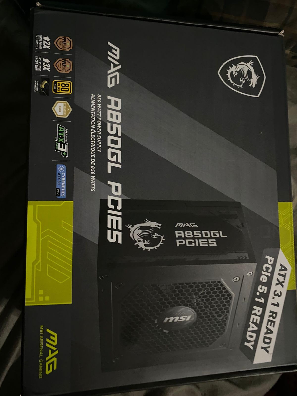 MSI MAG A850GL PCIE5, Fully Modular Compact Gaming 850W Power Supply, 80+ Gold, ATX 3.1 & PCIe 5.1 Ready, Native Dual-Color 12V-2x6 Cable, 10 Year Warranty customer photo 2