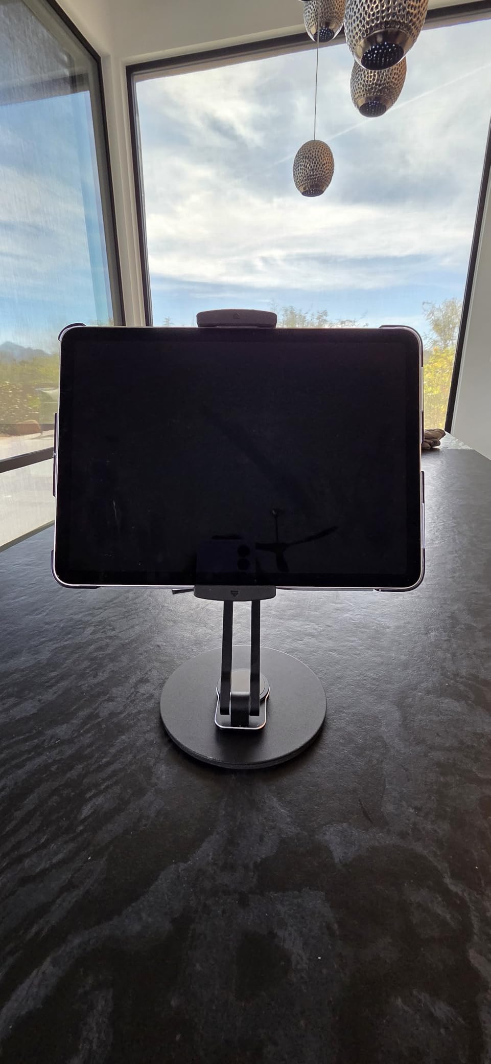 Tablet Stand Holder for iPad, Adjustable with 360 Rotating Base for Desk, Aluminum Swivel Tablet Stand Compatible with iPad Air, Mini, 10.2,9.7, Pro 11/13 and More, Black customer photo 1