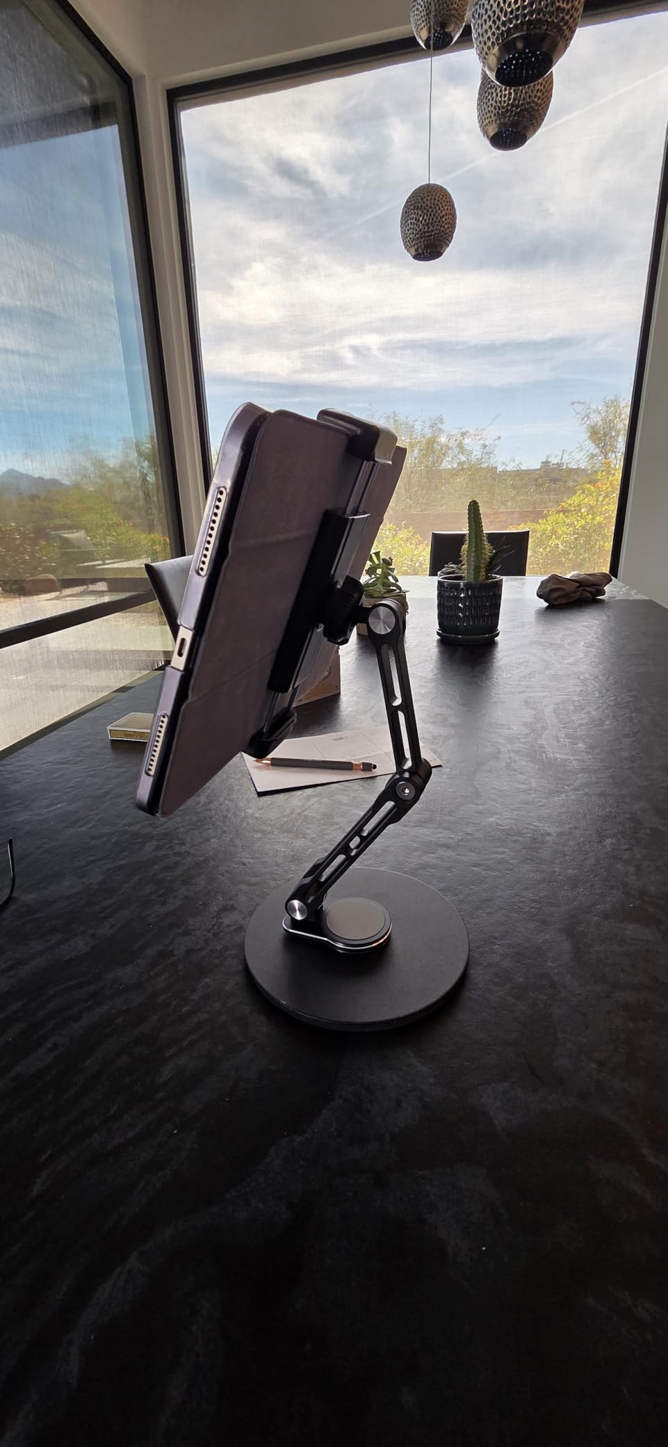 Tablet Stand Holder for iPad, Adjustable with 360 Rotating Base for Desk, Aluminum Swivel Tablet Stand Compatible with iPad Air, Mini, 10.2,9.7, Pro 11/13 and More, Black customer photo 2