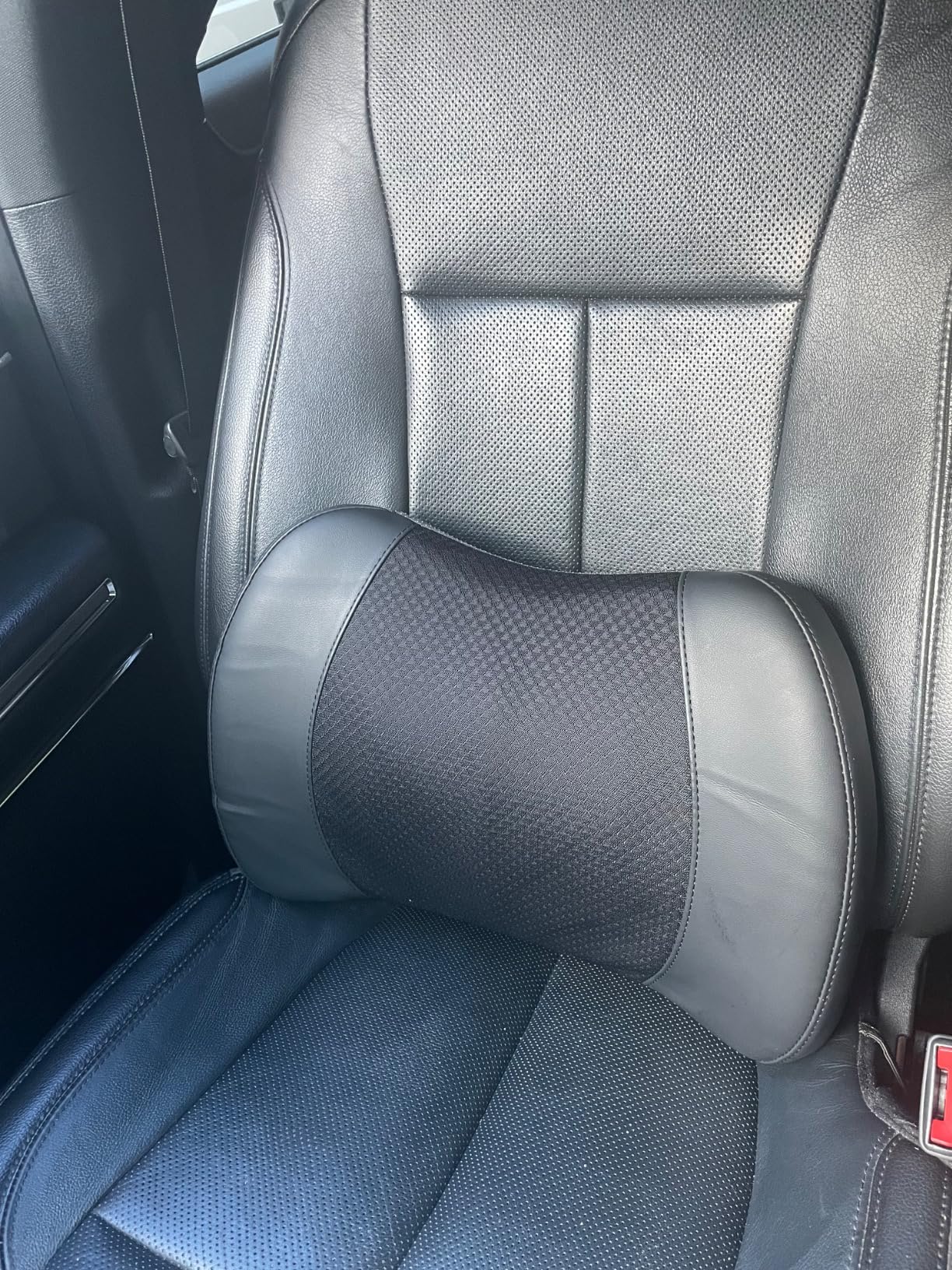 Lumbar Support Pillow for Car, Memory Foam Lumbar Pillow for Lower Back Pain Relief - Back Cushion for Driving, Chair Support for Car-Office Chair, Wheelchair - Black customer photo 1