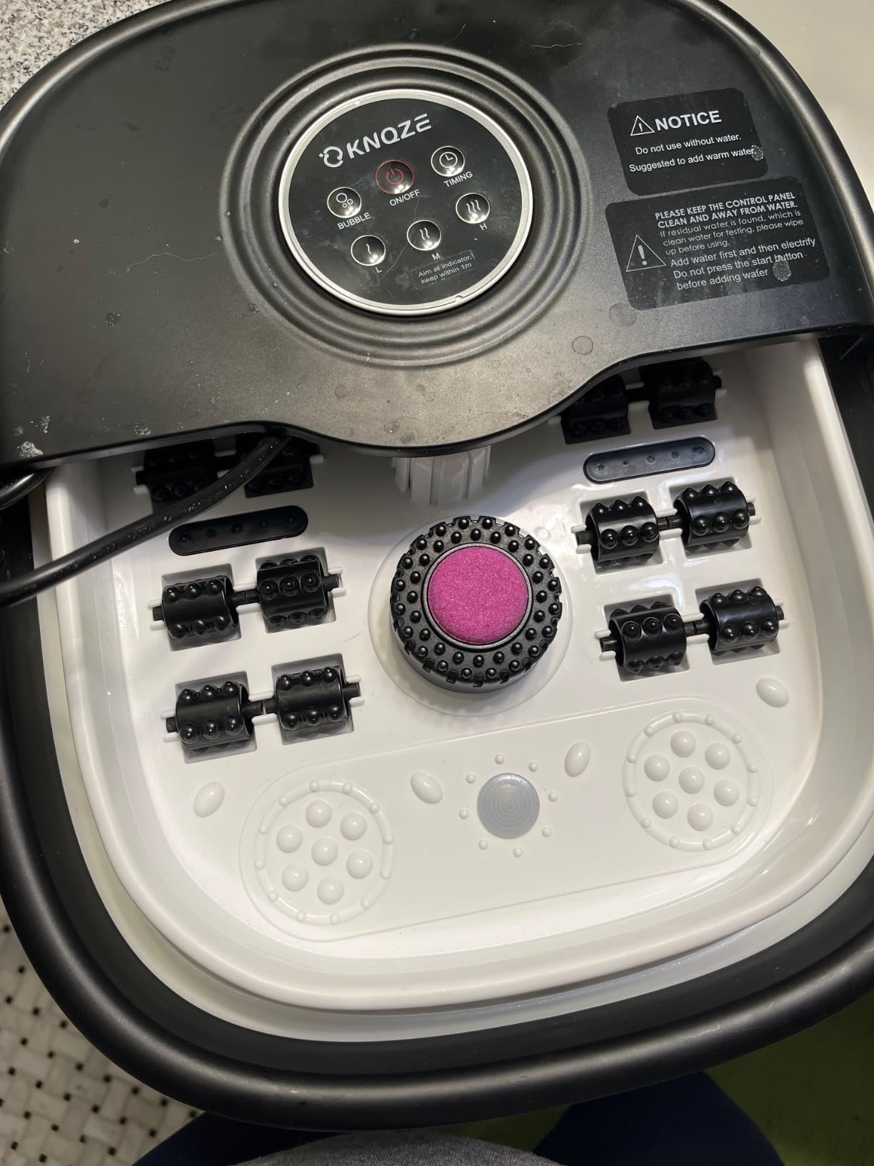 KNQZE Collapsible Foot Spa Electric Foot Bath with Heat, Bubble, Remote, 24 Motorized Shiatsu Massage Balls. Pedicure Soaking tub for Feet Stress Relax (Black) customer photo 1