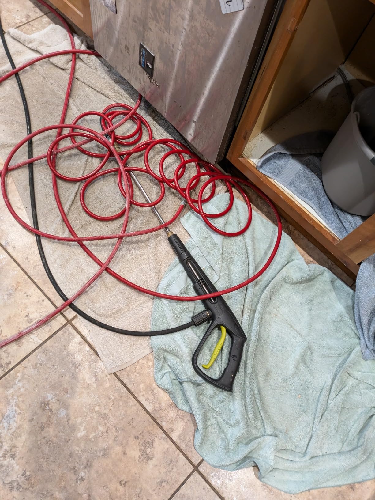 NIFUAL Sewer Jetter Kit for Pressure Washer, 50FT 5800PSI Pressure Drain Cleaner 1/4 Inch NPT Corner Rotating and Button Hose Sewer Jetting Nozzle for Homeowners & DIYers (50FT) customer photo 2