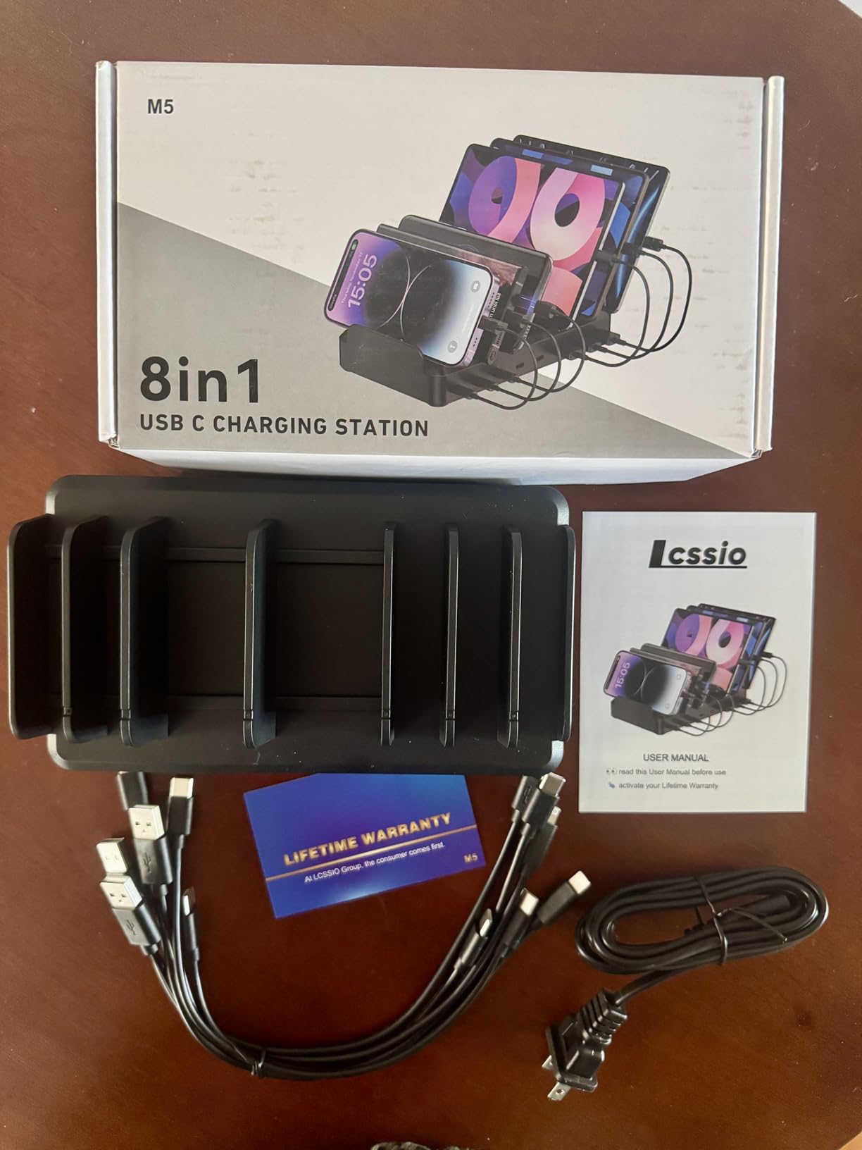 300W Charging Station for Multiple Devices, 8 Port Multi USB C Fast Charger Station Dock for MacBook iPhone 17/16/15/14/13/12 Samsung Pixel Series iPad, Black (6 Mixed Short Cables Included) customer photo 2