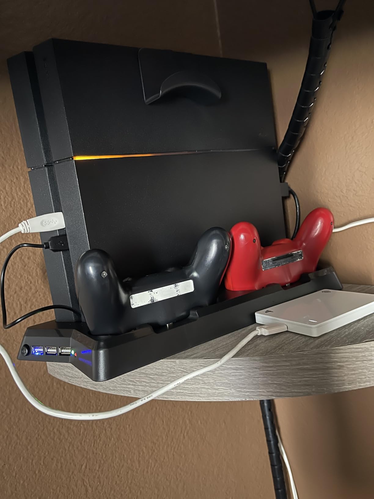Controller Charger Station for PlayStation4/PS4Slim,Vertical Stand with Dual Controller Charging Dock Station,Dual Cooling Fan and 3 USB Ports(Only for PlayStation4+PS4Slim) customer photo 2