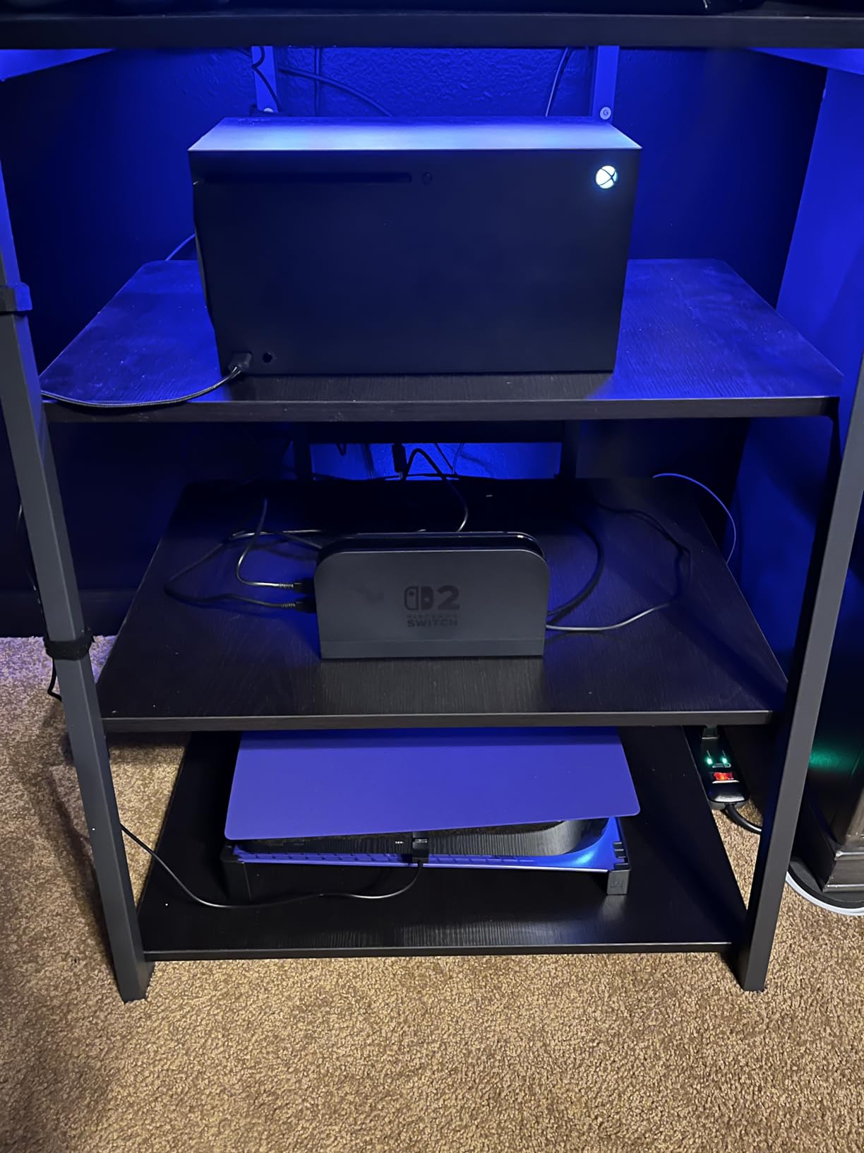 Armocity 4-Tier AV Media Stand with Power Strips, Stereo Stand with LED Lights, Audio Tower Rack with Adjustable Shelves, Small Entertainment Center, 30'', Rustic Brown customer photo 2