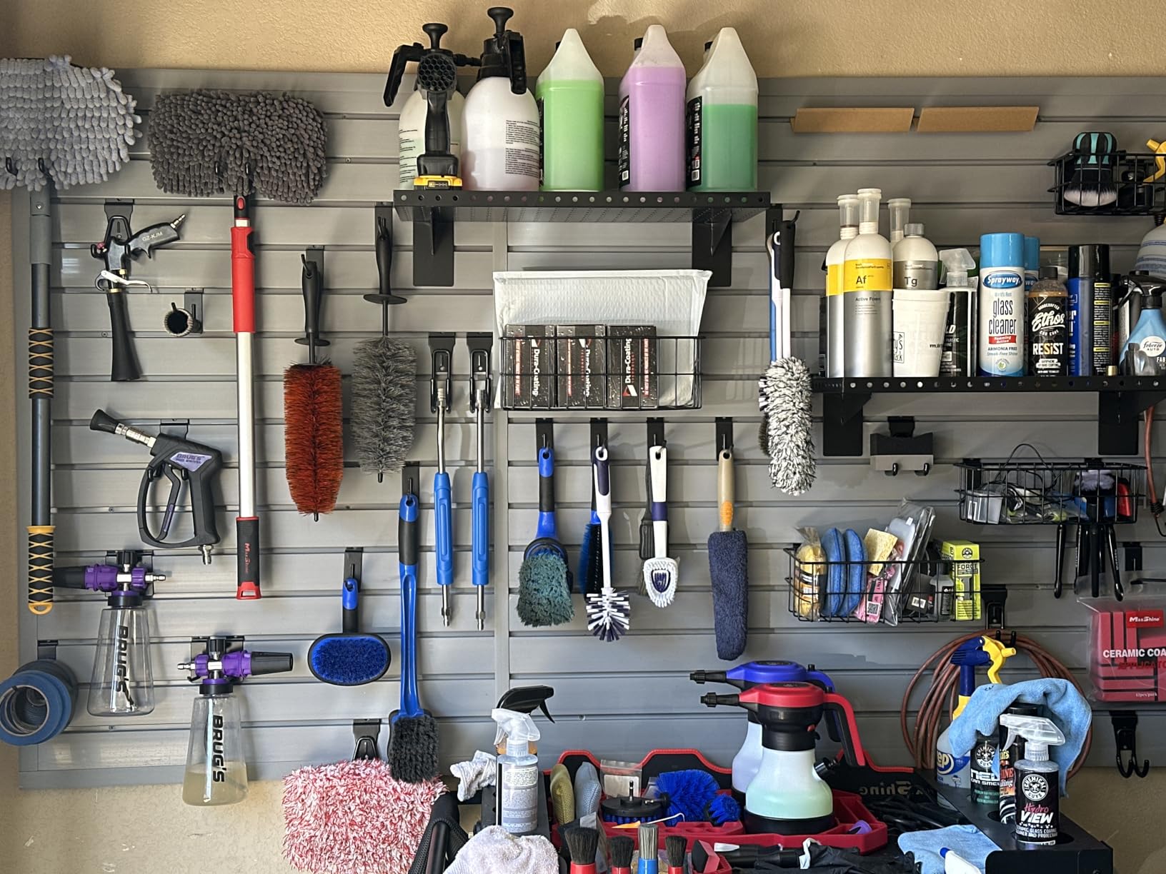 Slat Wall Paneling Garage Slat Wall Storage Systems, Slatwall Panels 4'x8' Slate Board Tool Organization, PVC Panels Organizer Black Slatwall Garage Storage & Organization Products customer photo 1