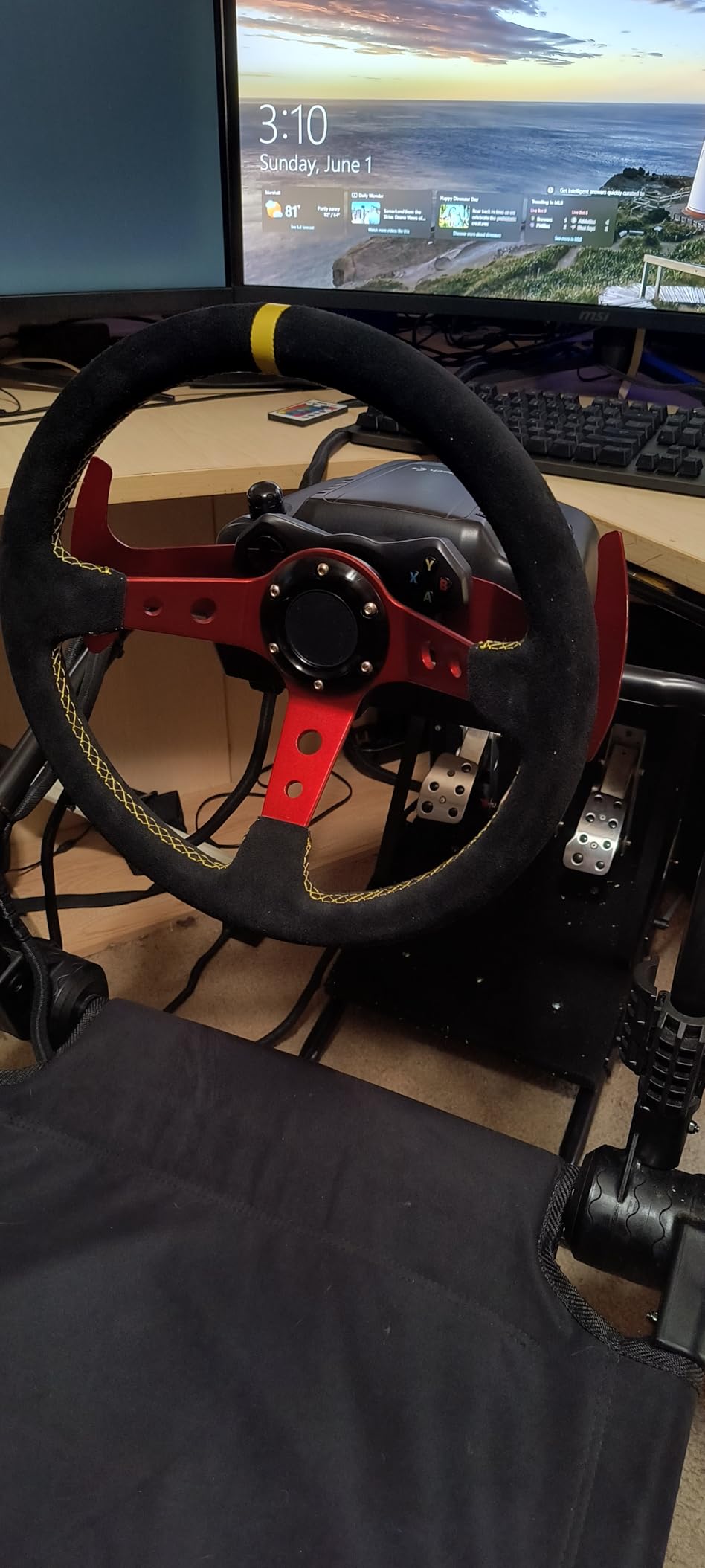 14 Inch 350mm Car Steering Wheel Suede Leather Drift Racing Game Steering Wheel Universal customer photo 1