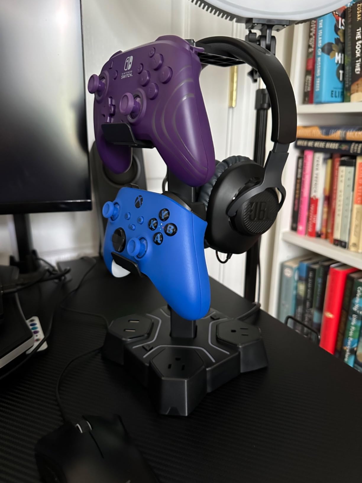 KDD Headphone Stand with USB Charger, Controller Stand for Desk, Headphone Holder with 2 USB Charging Ports and 3 AC Outlets, Accessories for Desktop(Black) customer photo 2