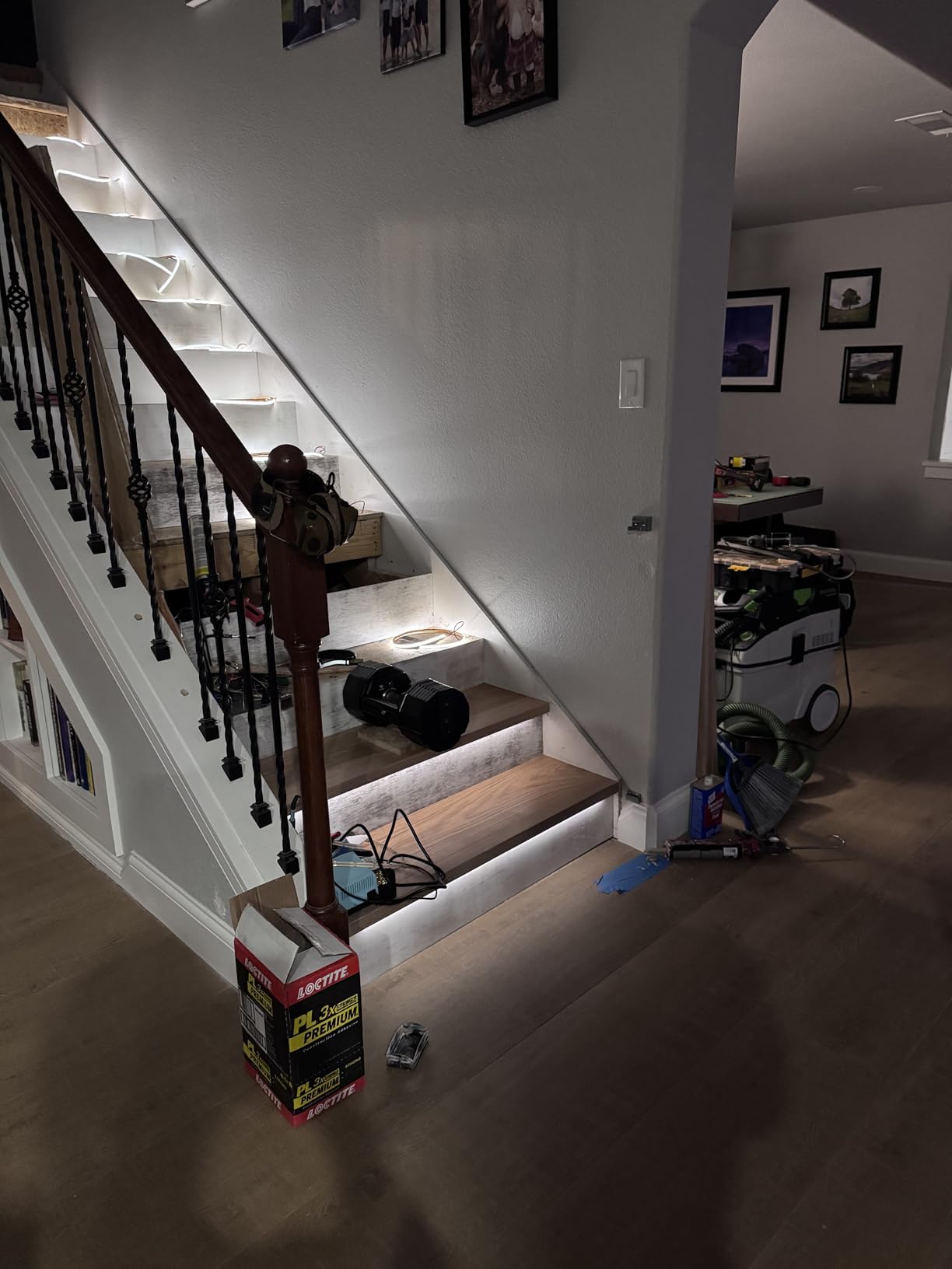 Wall Switch Control and Motion Sensor LED Stair Lighting Kit RW-5620, 60 Inches Long Cuttable LED Light for Indoor LED Stair Lights (Cool White 6000K, 16 Stairs) customer photo 1