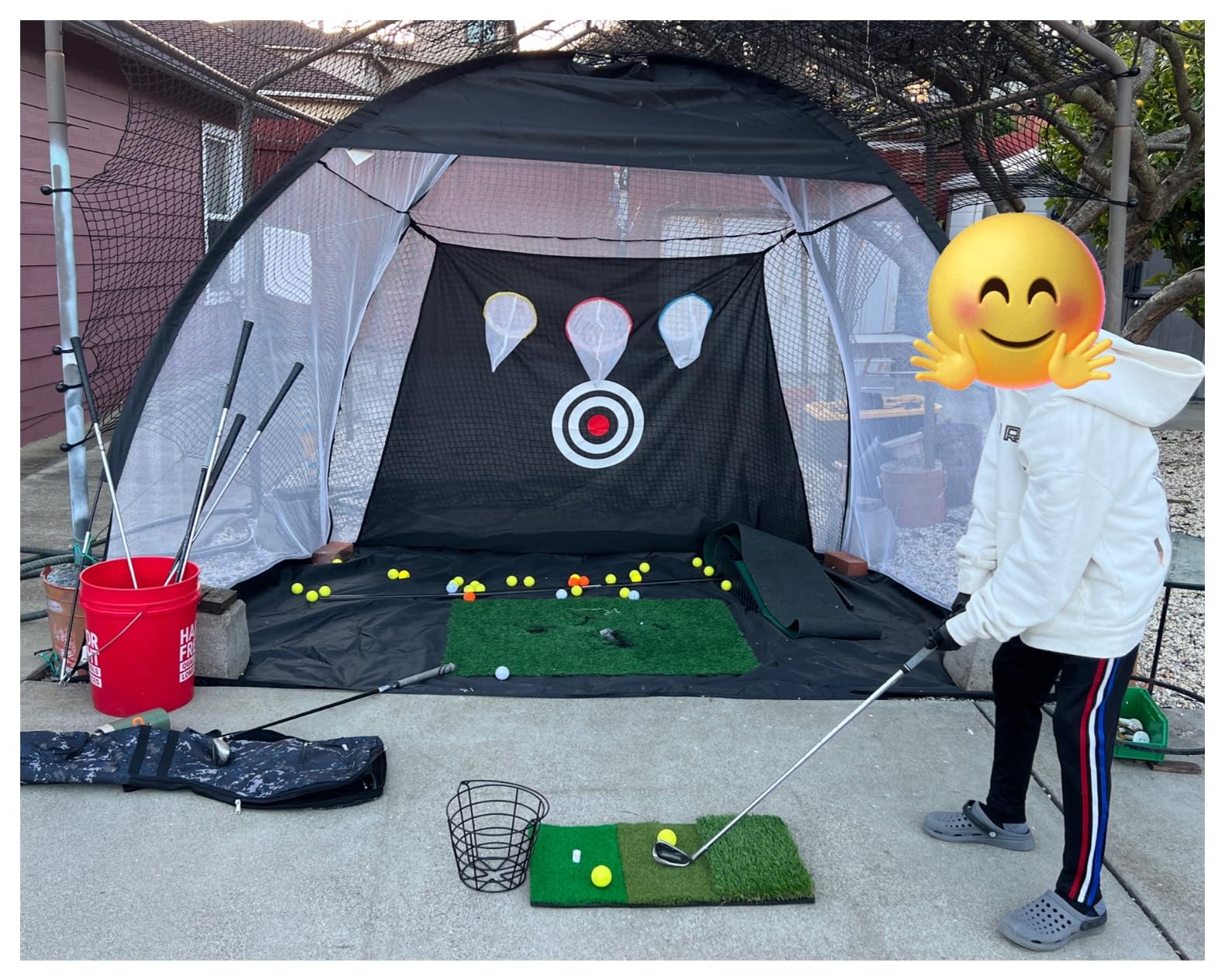 Golf Net: 10x7FT Golf Practice Net for Backyard Driving, Hitting Net with Tri-Turf Mat, Indoor Training Chipping Aid Nets with Reduce Noise Nylon Target customer photo 1
