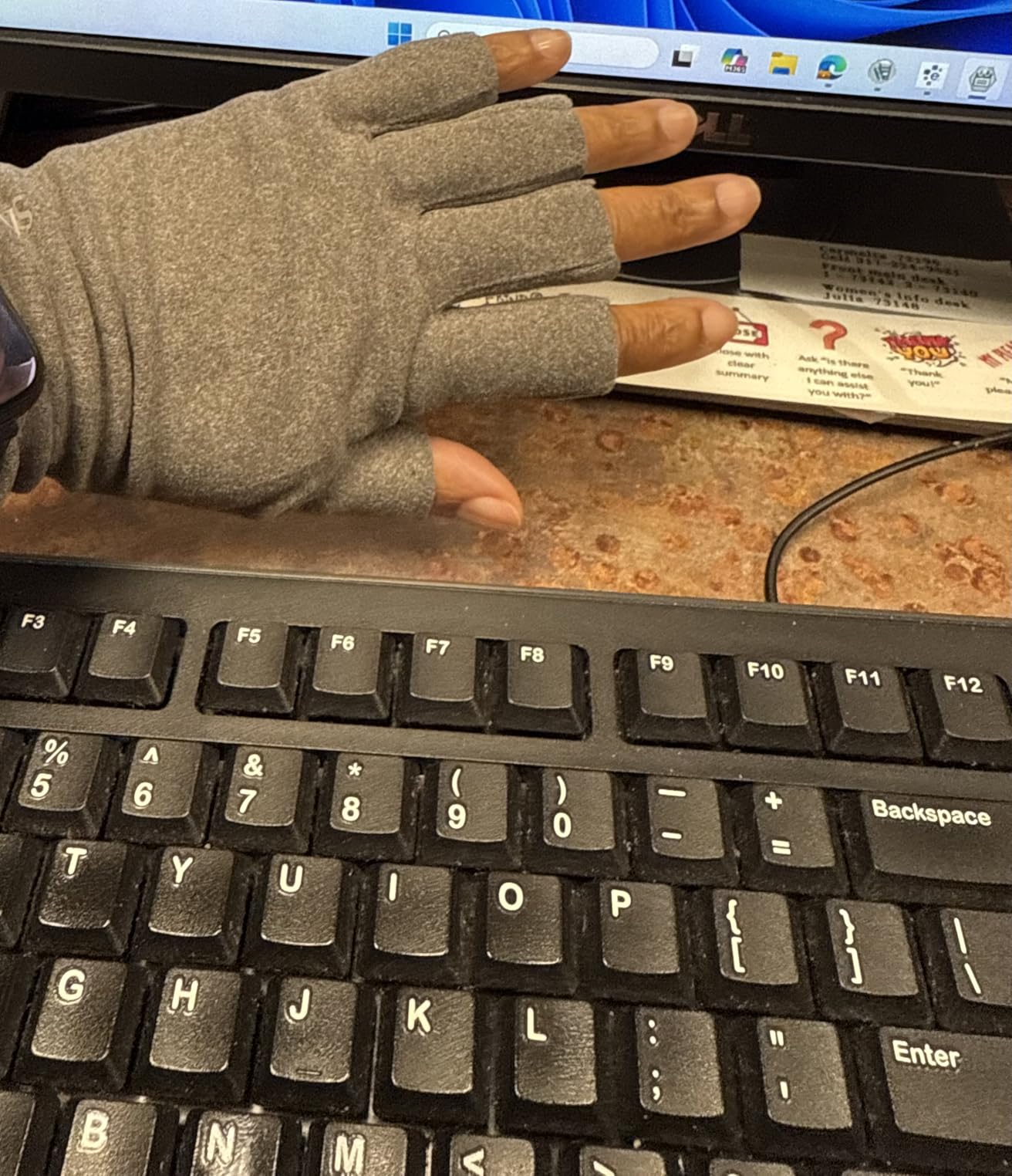 Typing Gloves for Cold Hands Women Cold Fingers Office Fingerless Thick Long Warm with Fleece for Winter customer photo 1