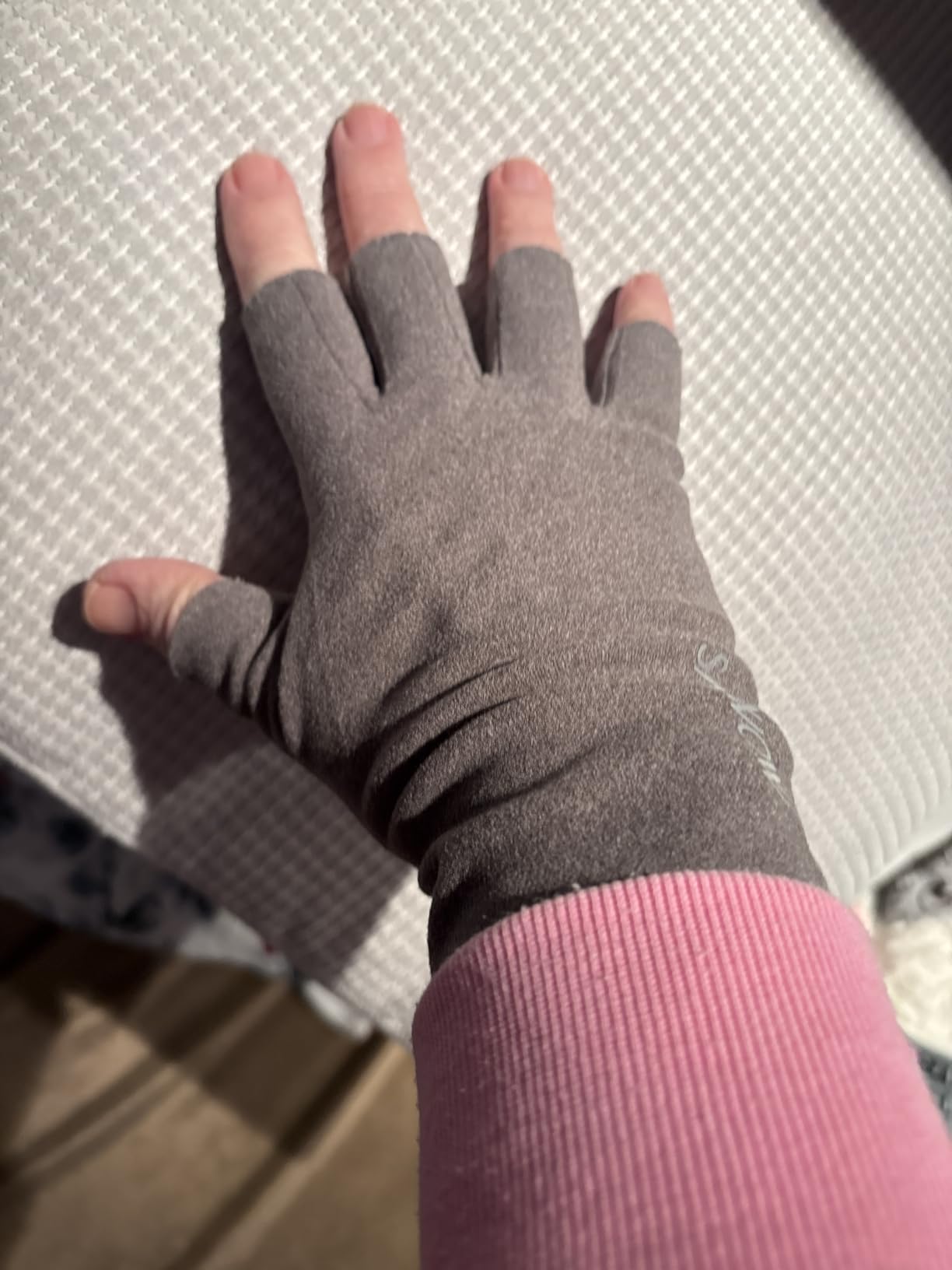 Typing Gloves for Cold Hands Women Cold Fingers Office Fingerless Thick Long Warm with Fleece for Winter customer photo 2